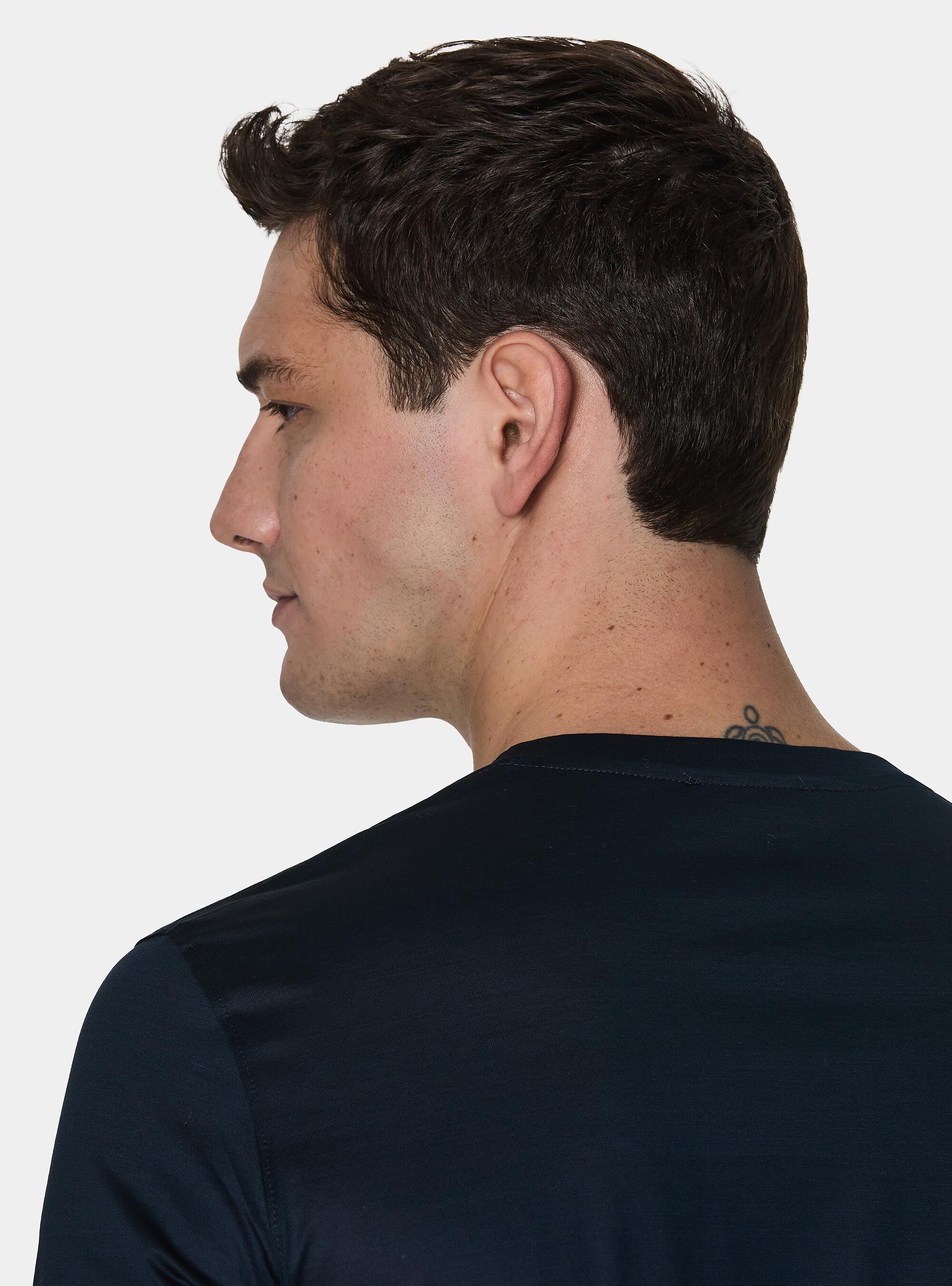 T-shirt mezza manica in filo di Scozia, BLU NAVY