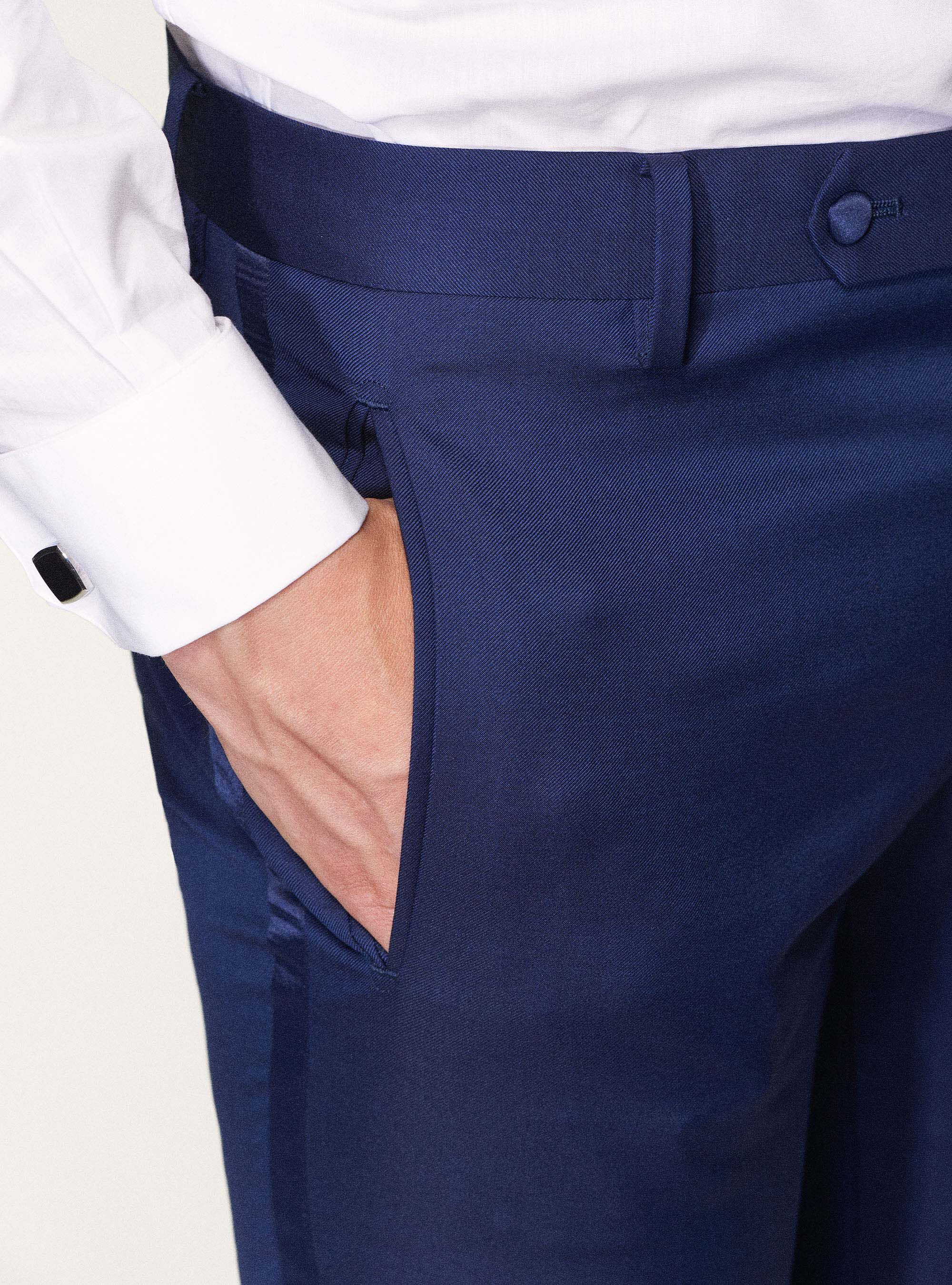 Pure superfine wool 110's Vitale Barberis Canonico tuxedo trousers, BASALT