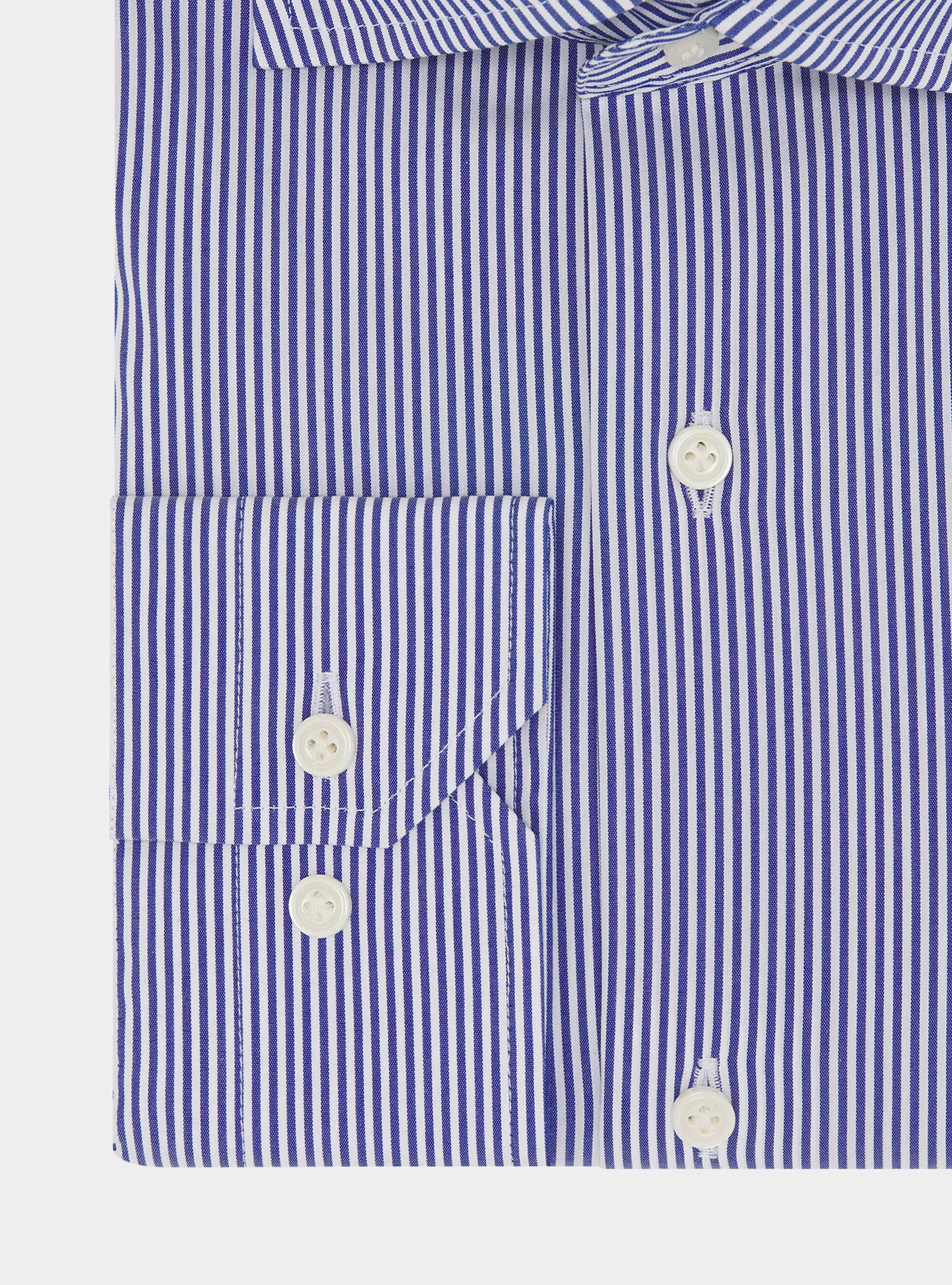 Chemise &agrave; rayures en popeline stretch, BLEU