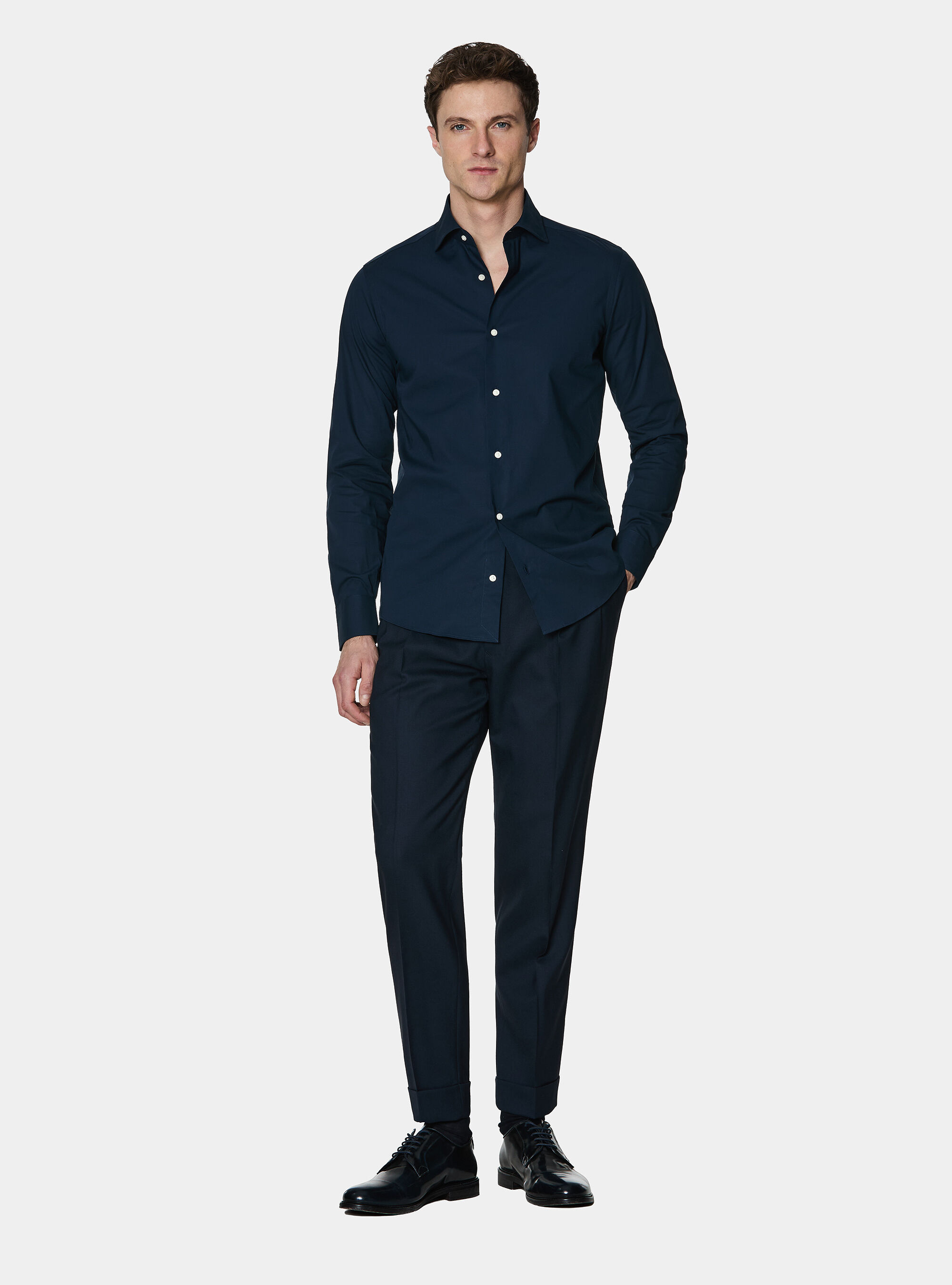 Camisa de popel&iacute;n de algod&oacute;n el&aacute;stico
