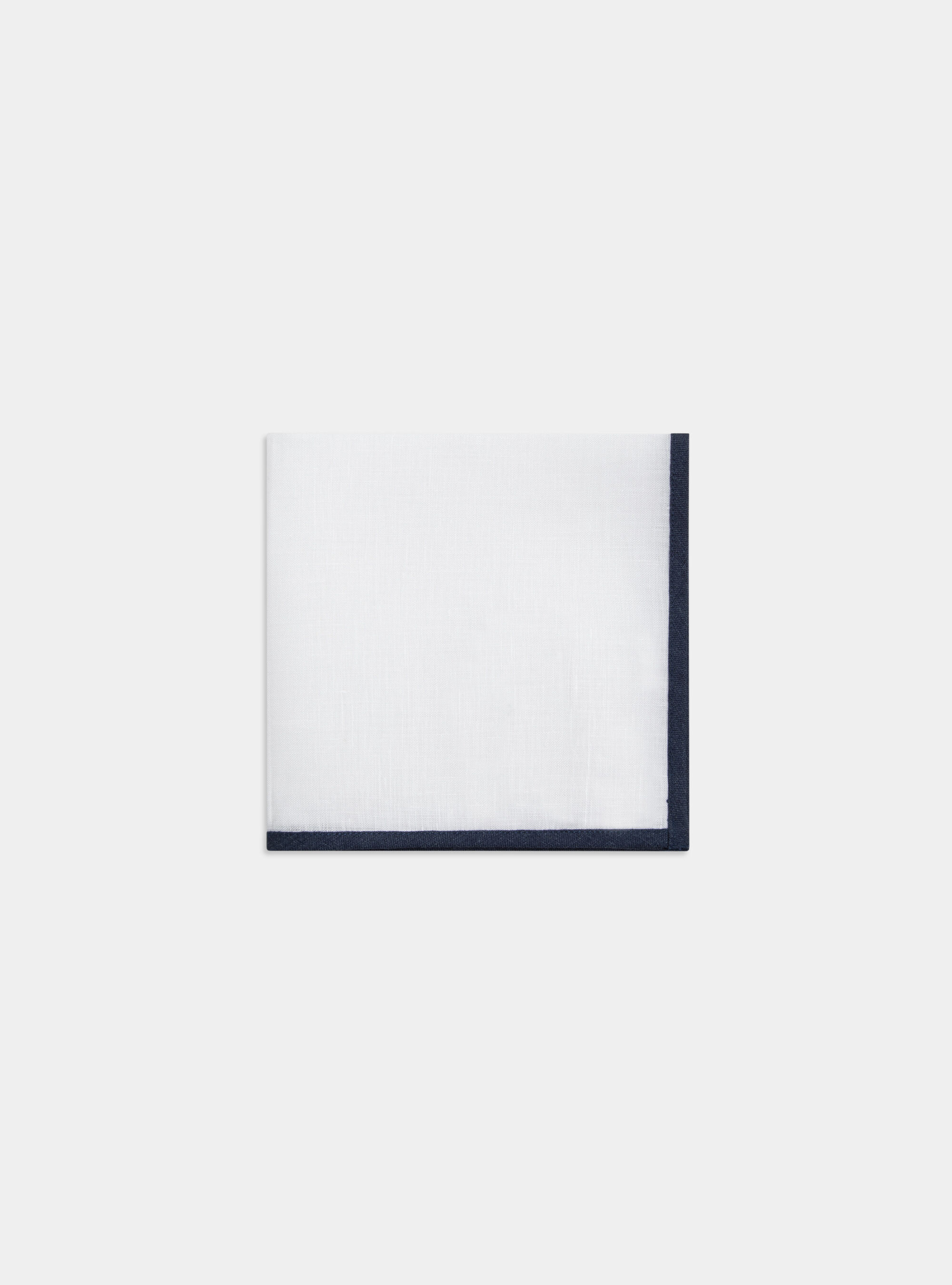 Linen pocket square, WHITE / BLUE NAVY