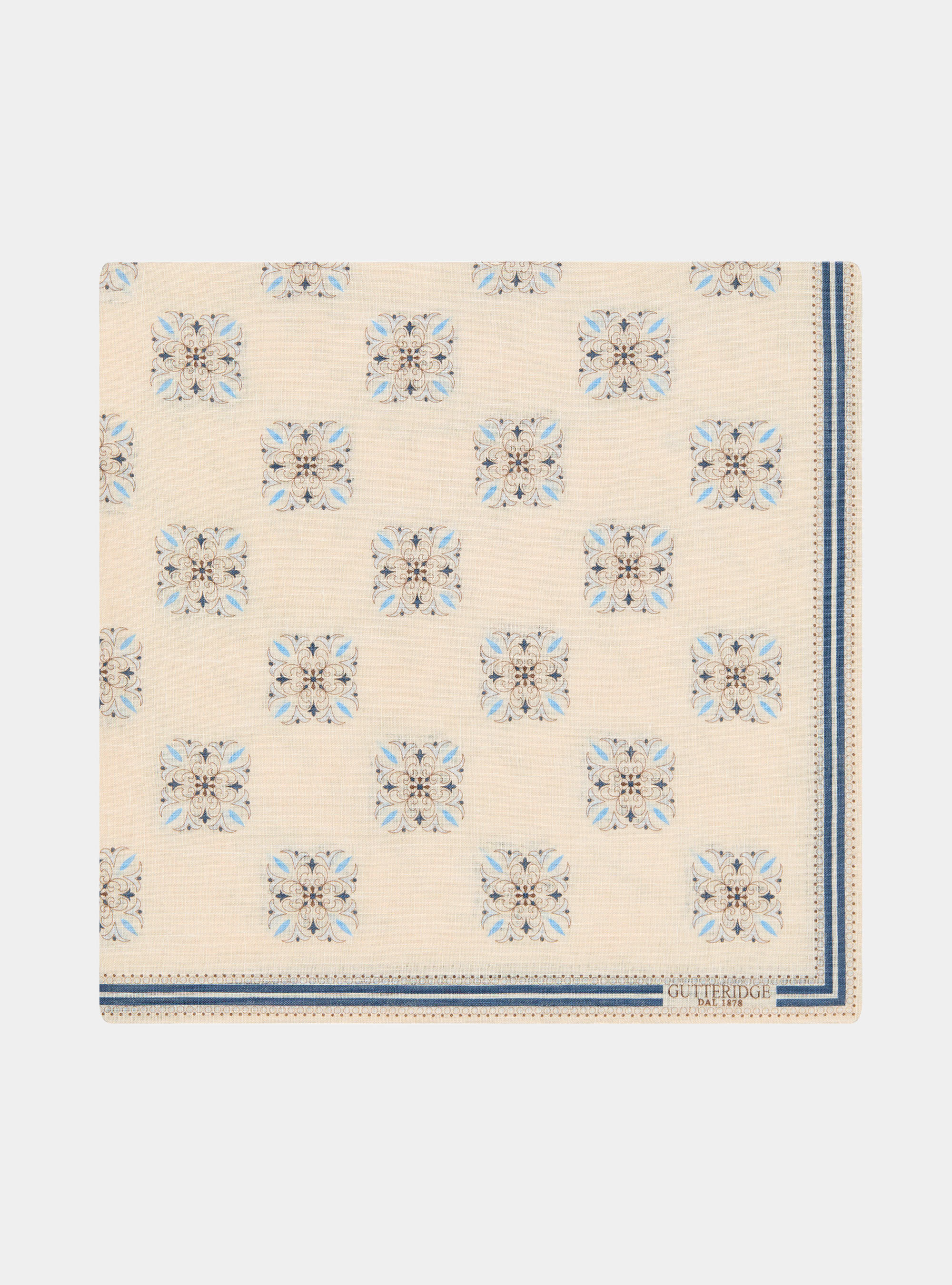 Patterned linen foulard, ECRU