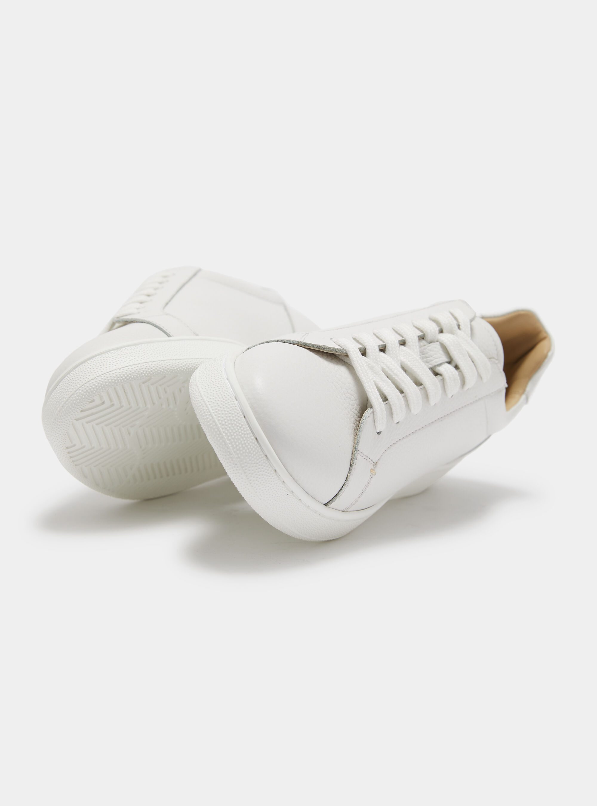 Grained nappa sneakers, WHITE