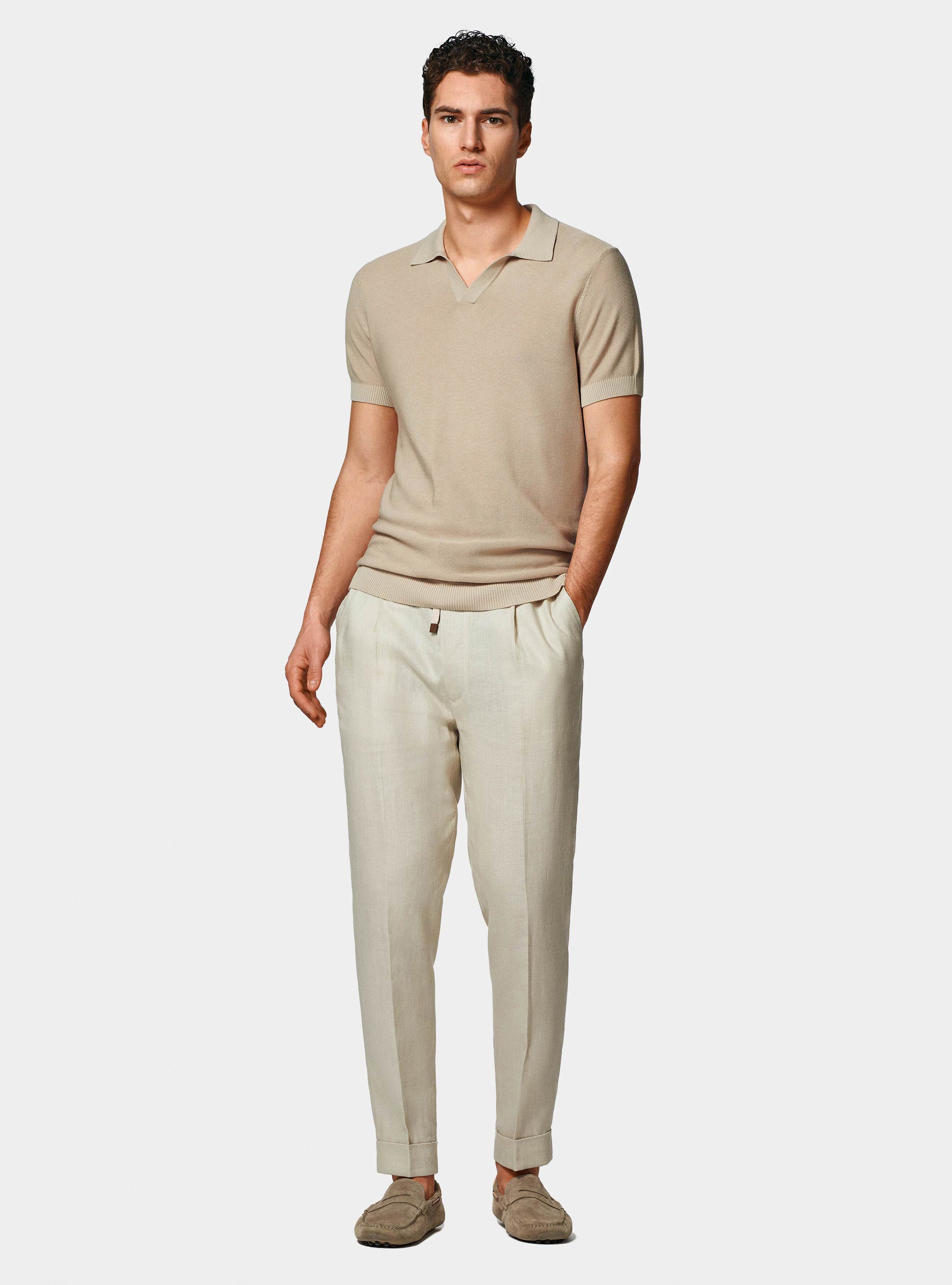Polo &agrave; tricot&eacute;s en coton extra-fin, &Atilde; CRU