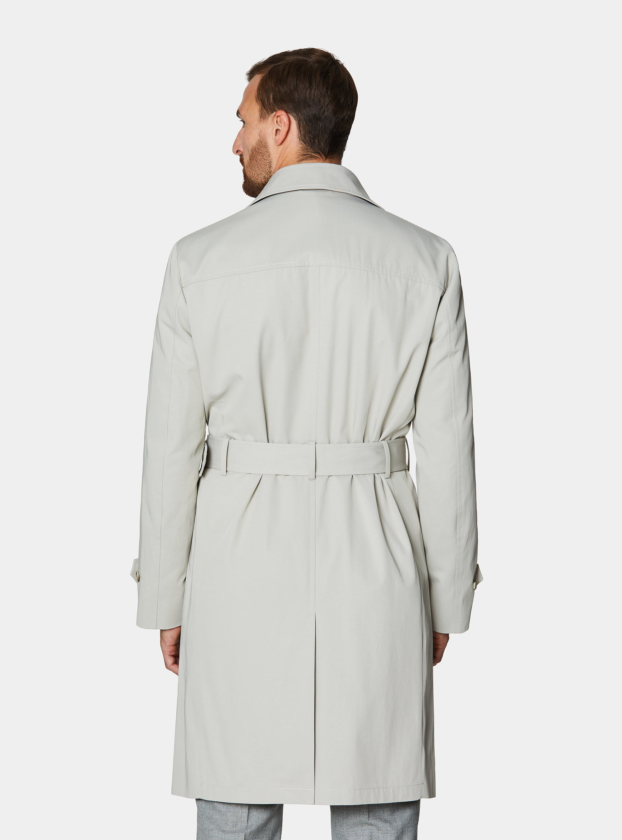 Double-breasted trench coat in cotton twill, ECRU
