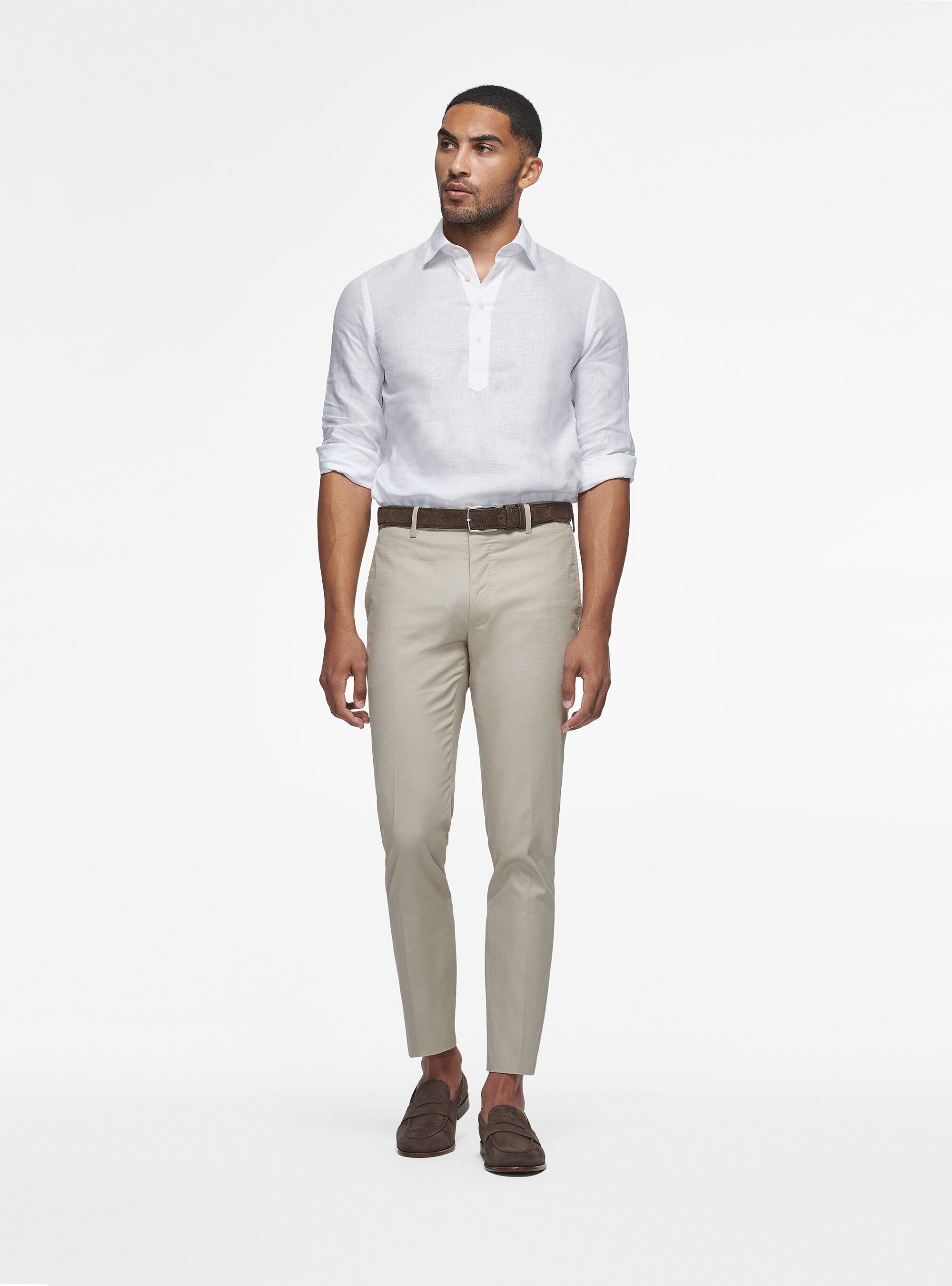 Pure linen polo shirt