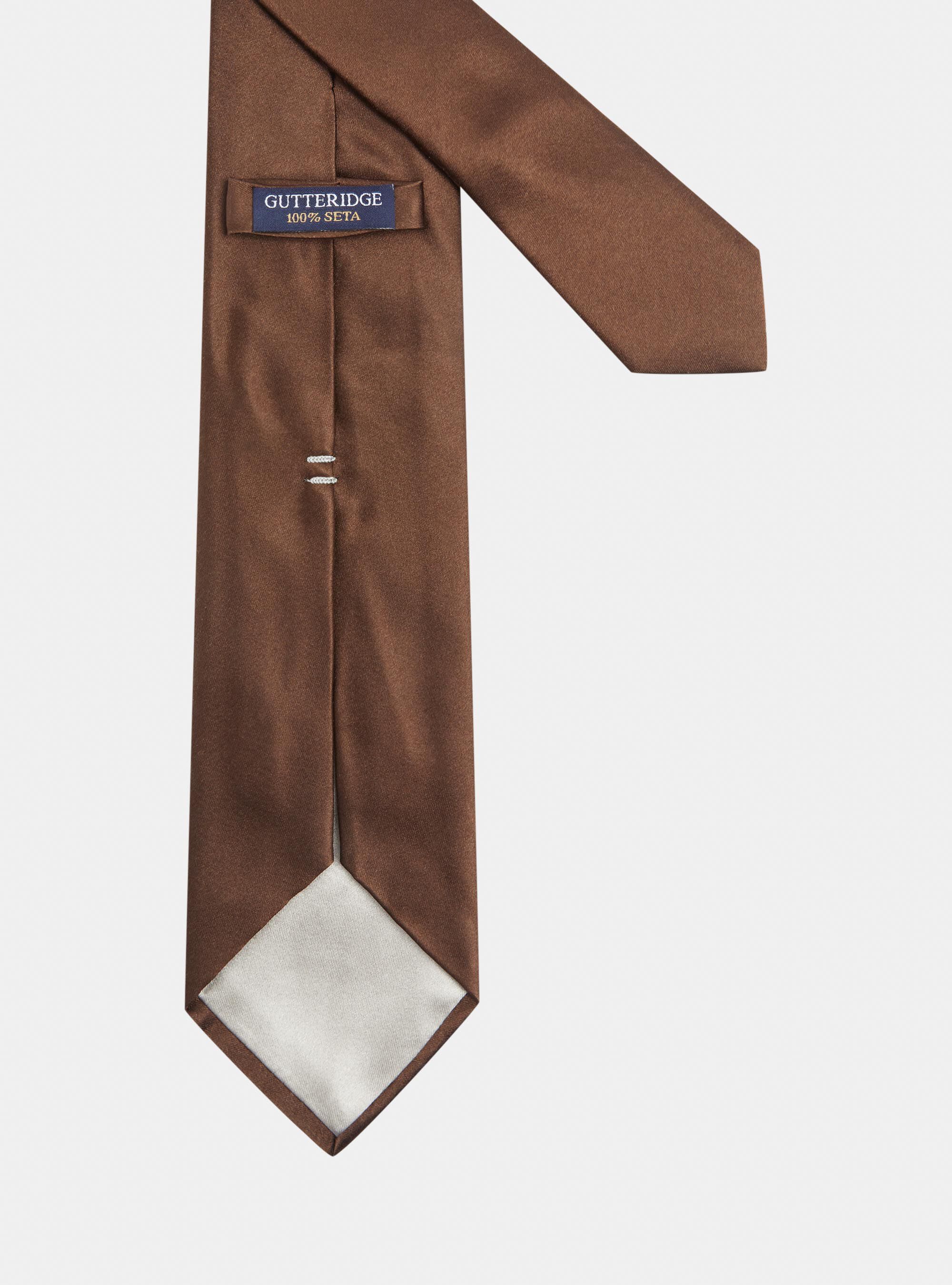 Cravate en soie de couleur unie, MARRON