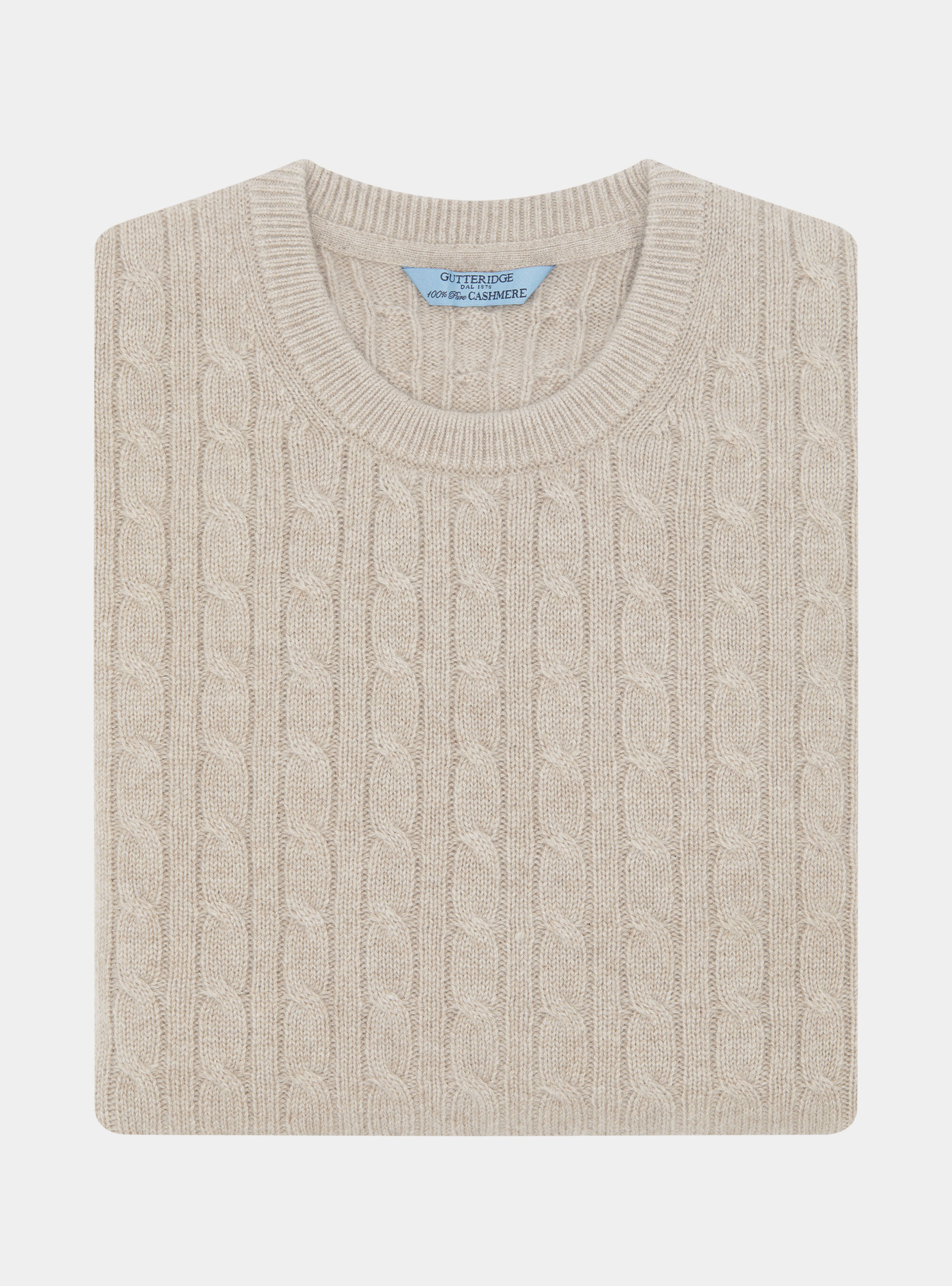 Braided crew neck sweater in pure cashmere
