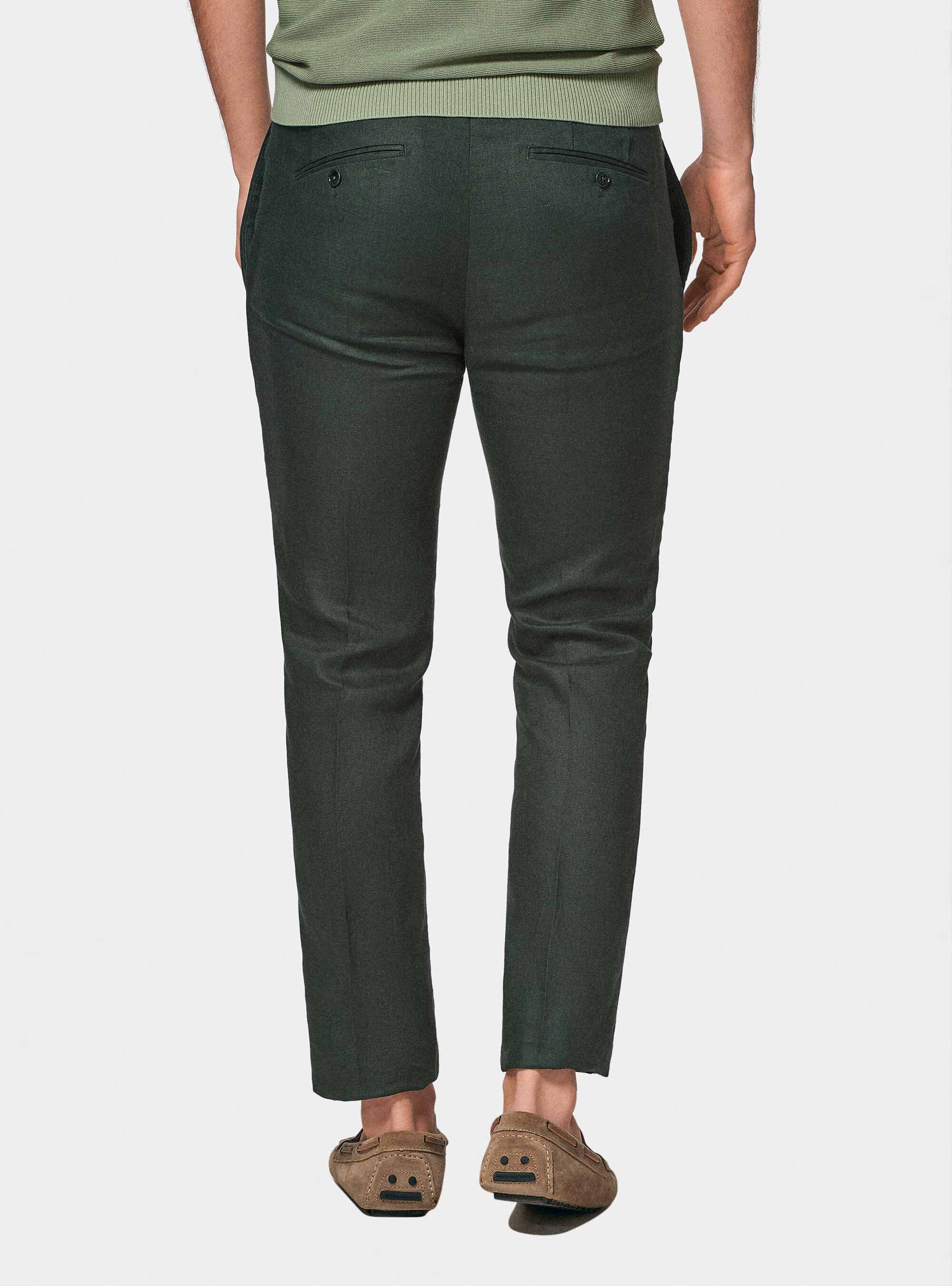 Pure linen suit trousers, GREEN