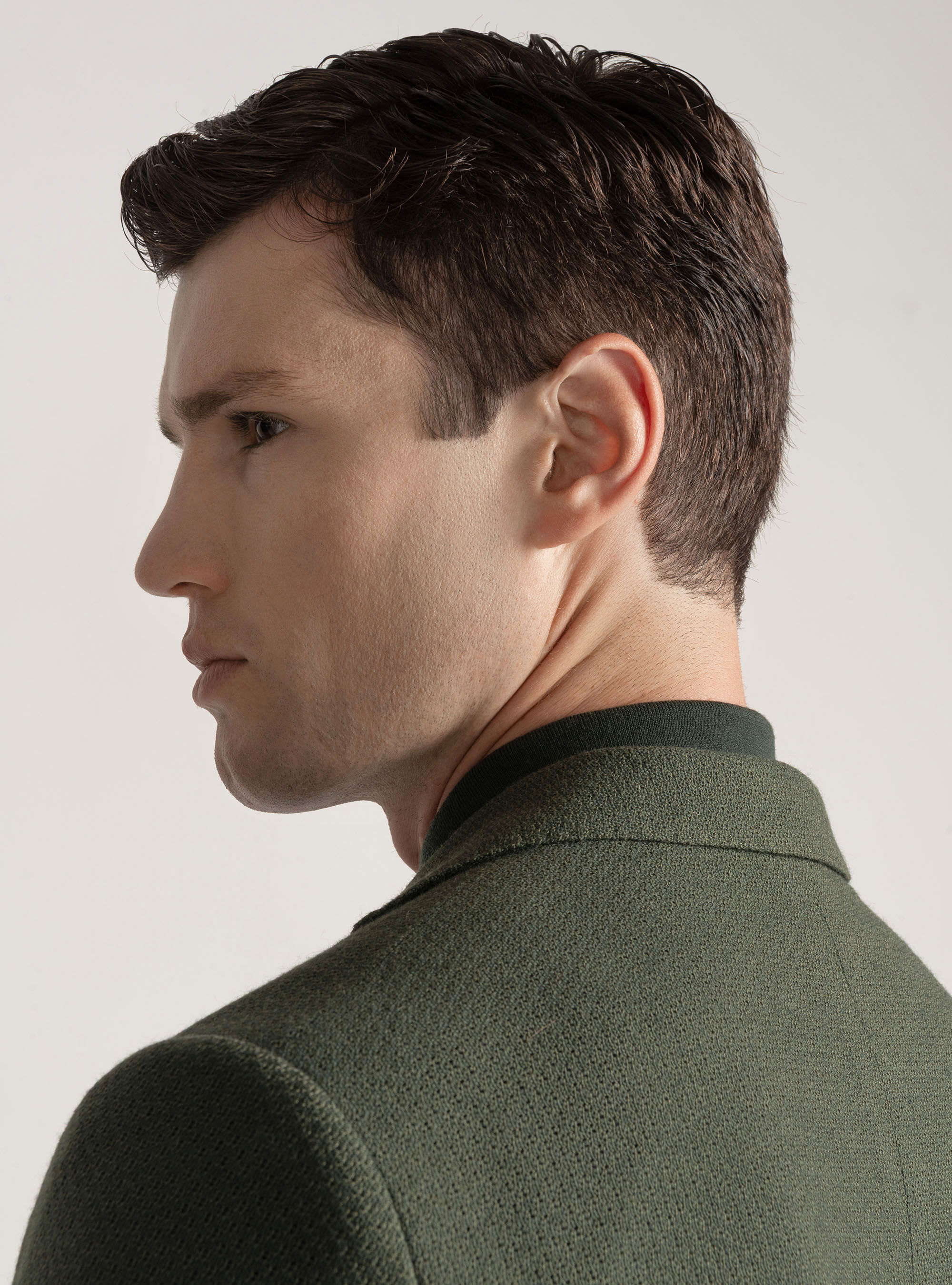 Wool and cotton leno blazer, GREEN