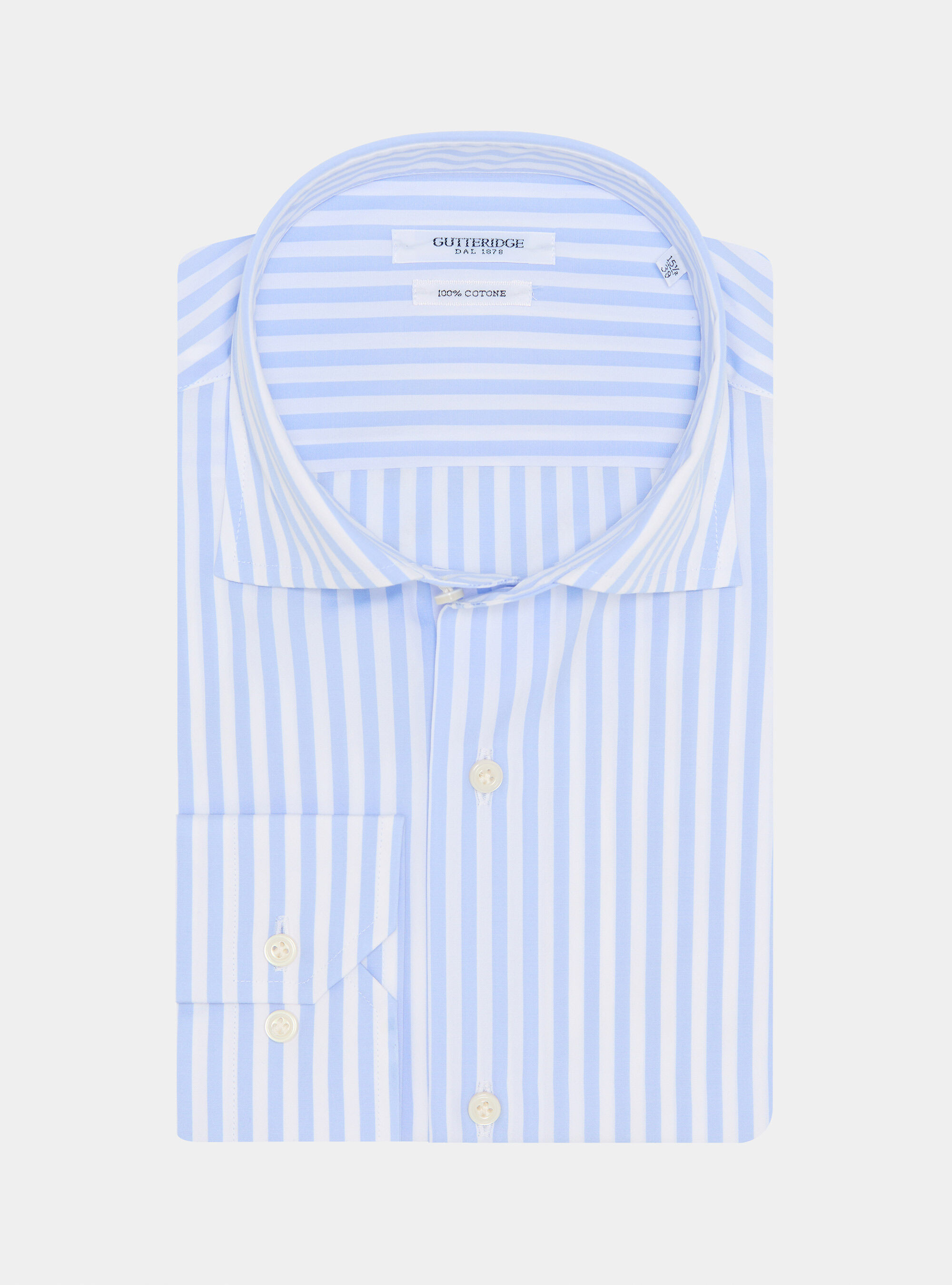 Wide-striped cotton poplin shirt, LIGHT BLUE