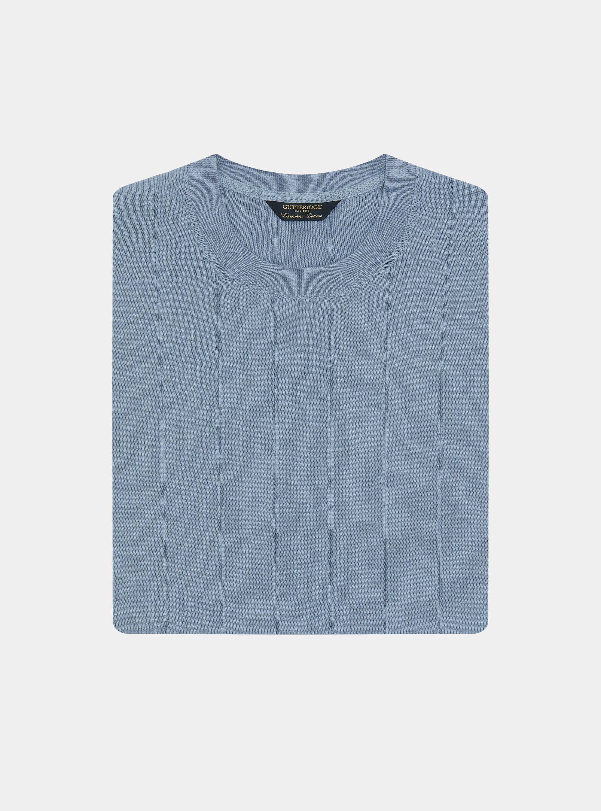 Pure cotton flat-ribbed sweater, AVIO 0292C