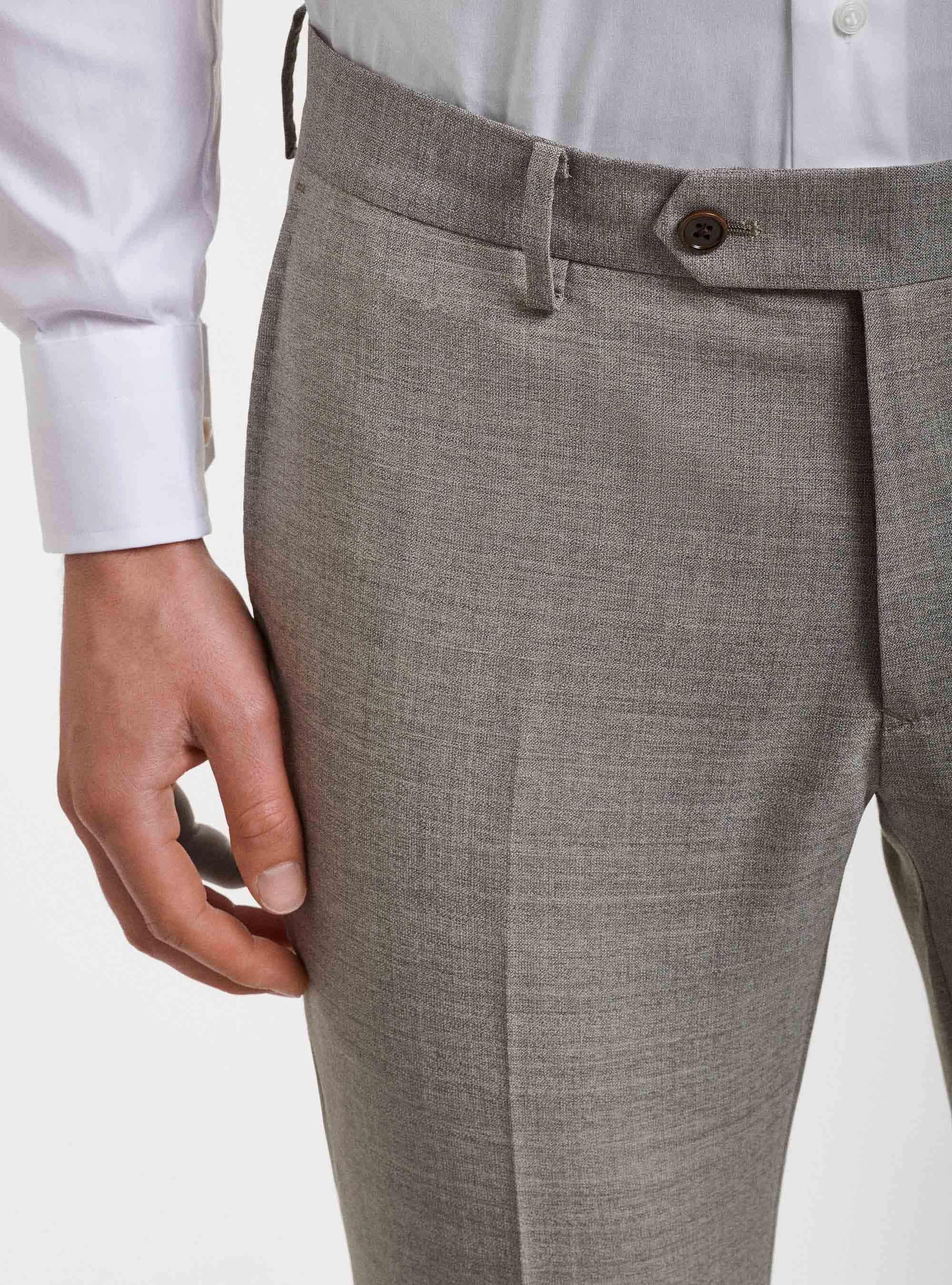 Pantalones de traje de pura lana Vitale Barberis Canonico, CRUDO