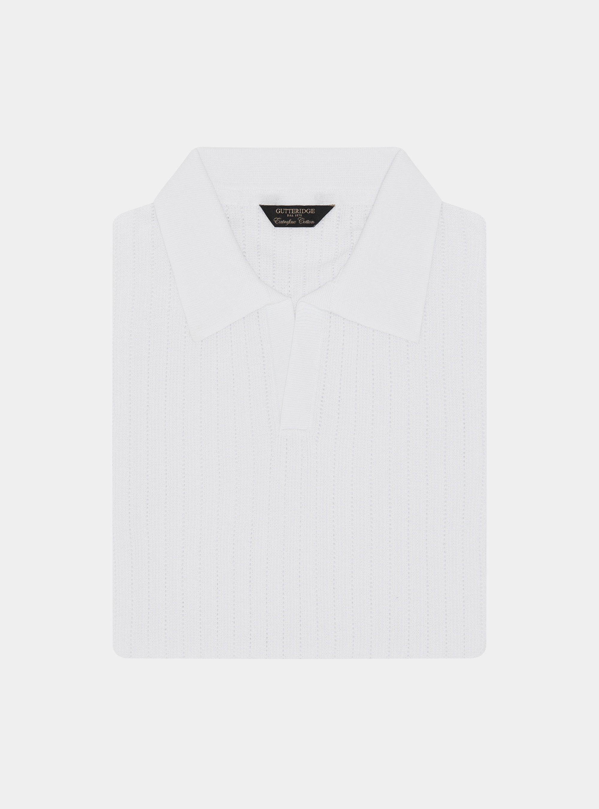 Poloshirt aus perforiertem Strick ohne Kn&ouml;pfe aus extrafeiner Baumwolle, BIANCO 0099C