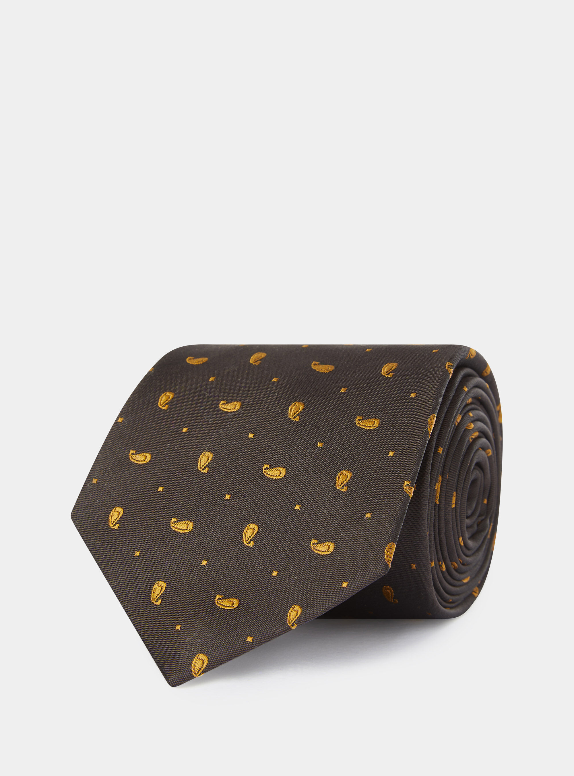 Jacquard silk tie, MARRONE/ARANCIO BB3