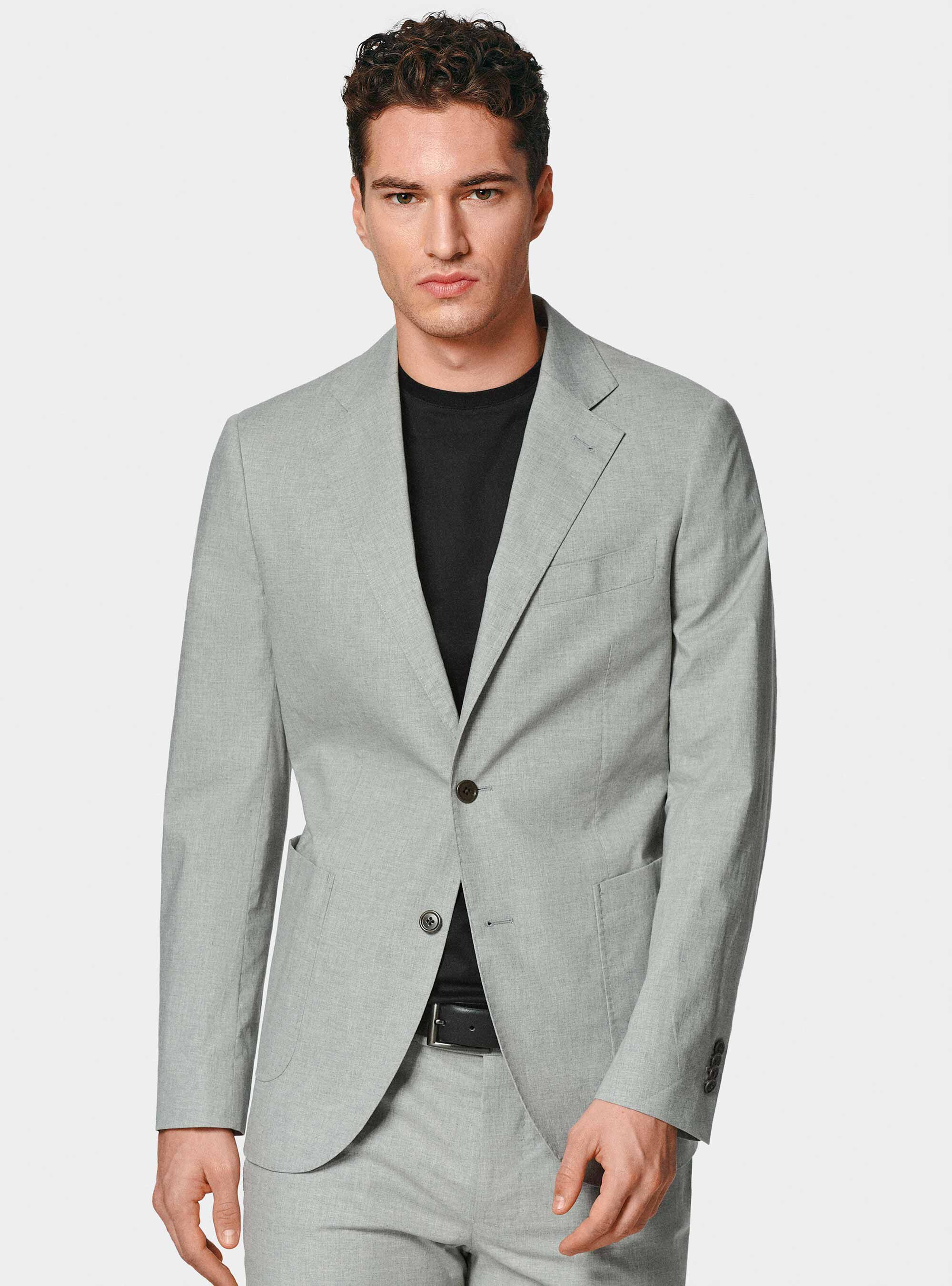 Grey stretch cotton suit blazer