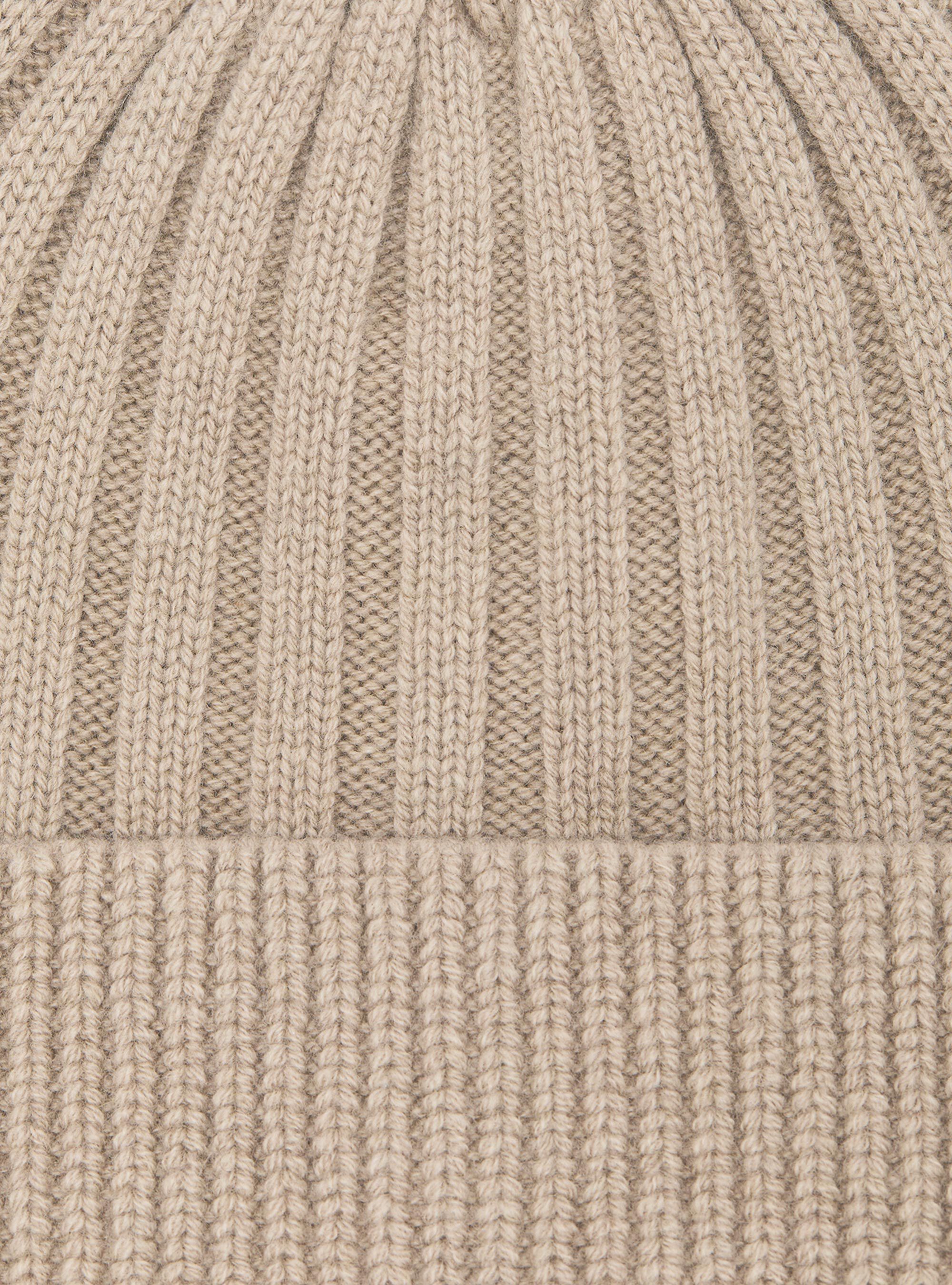 English rib cashmere blend hat, ECRU