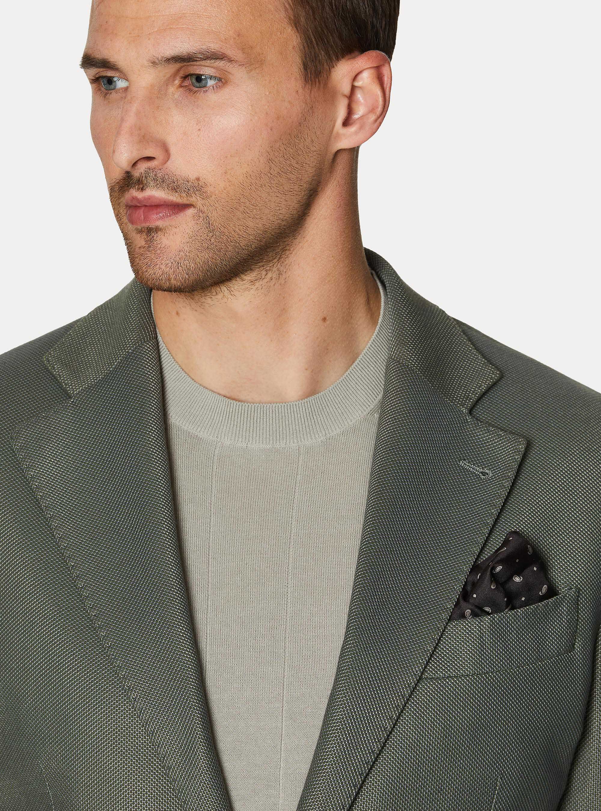 Cotton blend jersey blazer, MILITARE 0609C