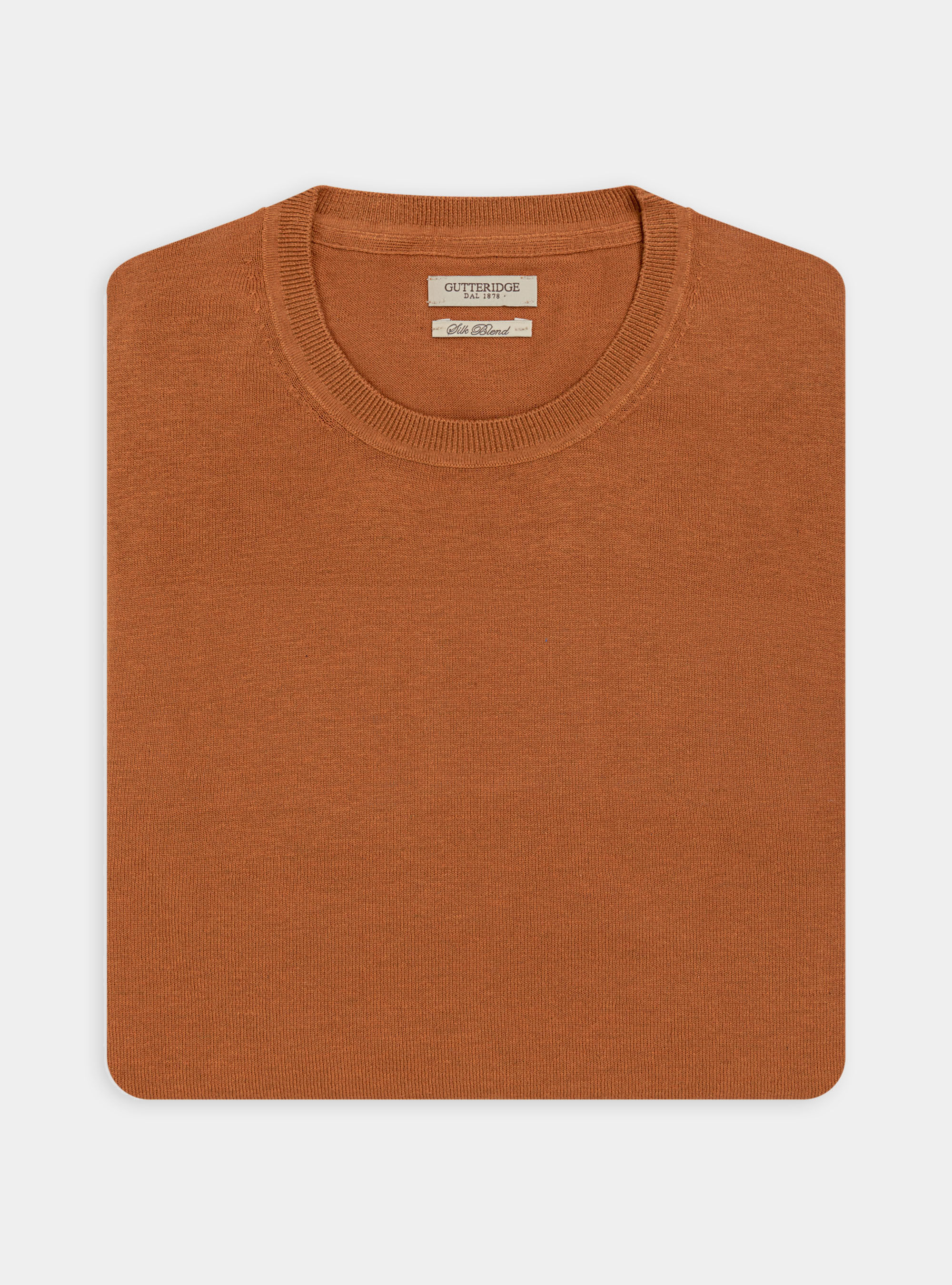 Silk and cotton crew-neck sweater, ORANGE