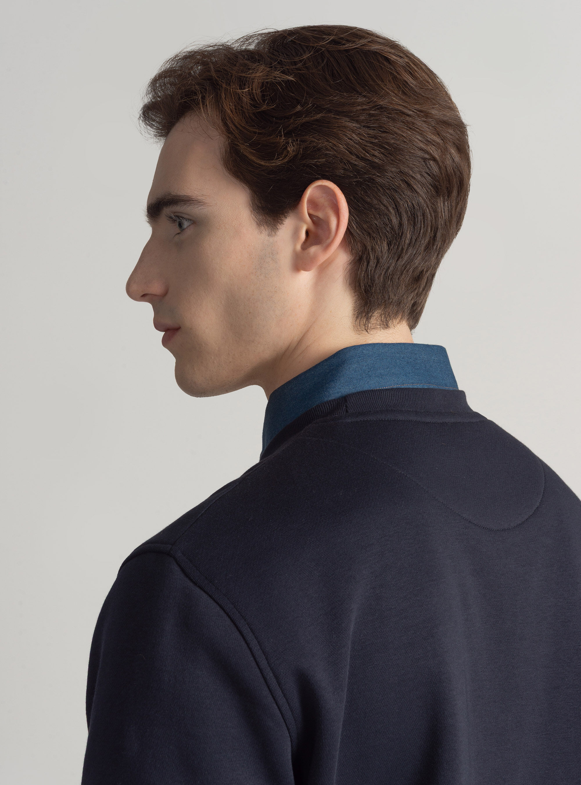 Crew neck sweatshirt with rubberised logo GT01, NAVY BLUE