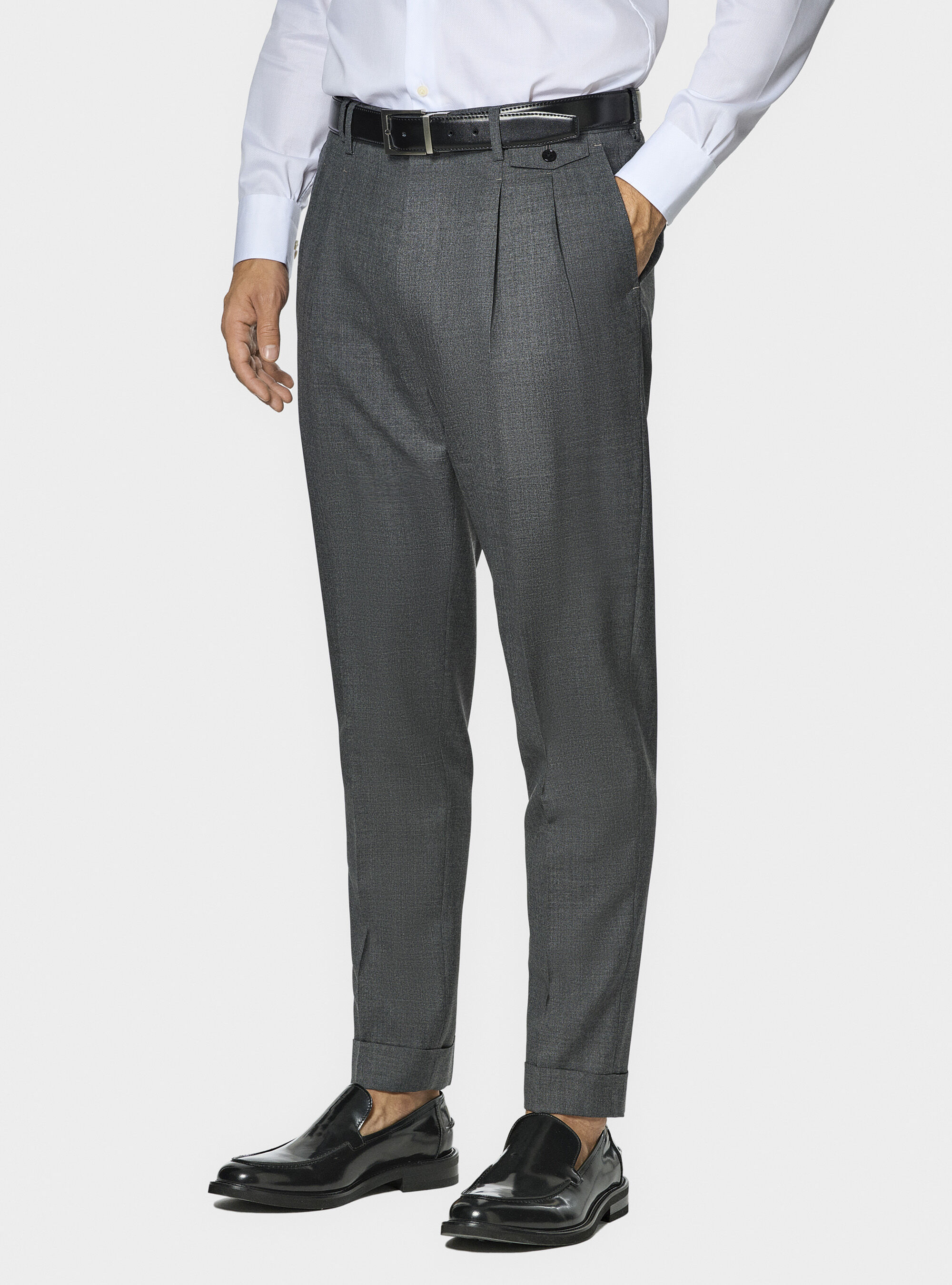 Vitale Barberis Canonico pure wool double pleat trousers