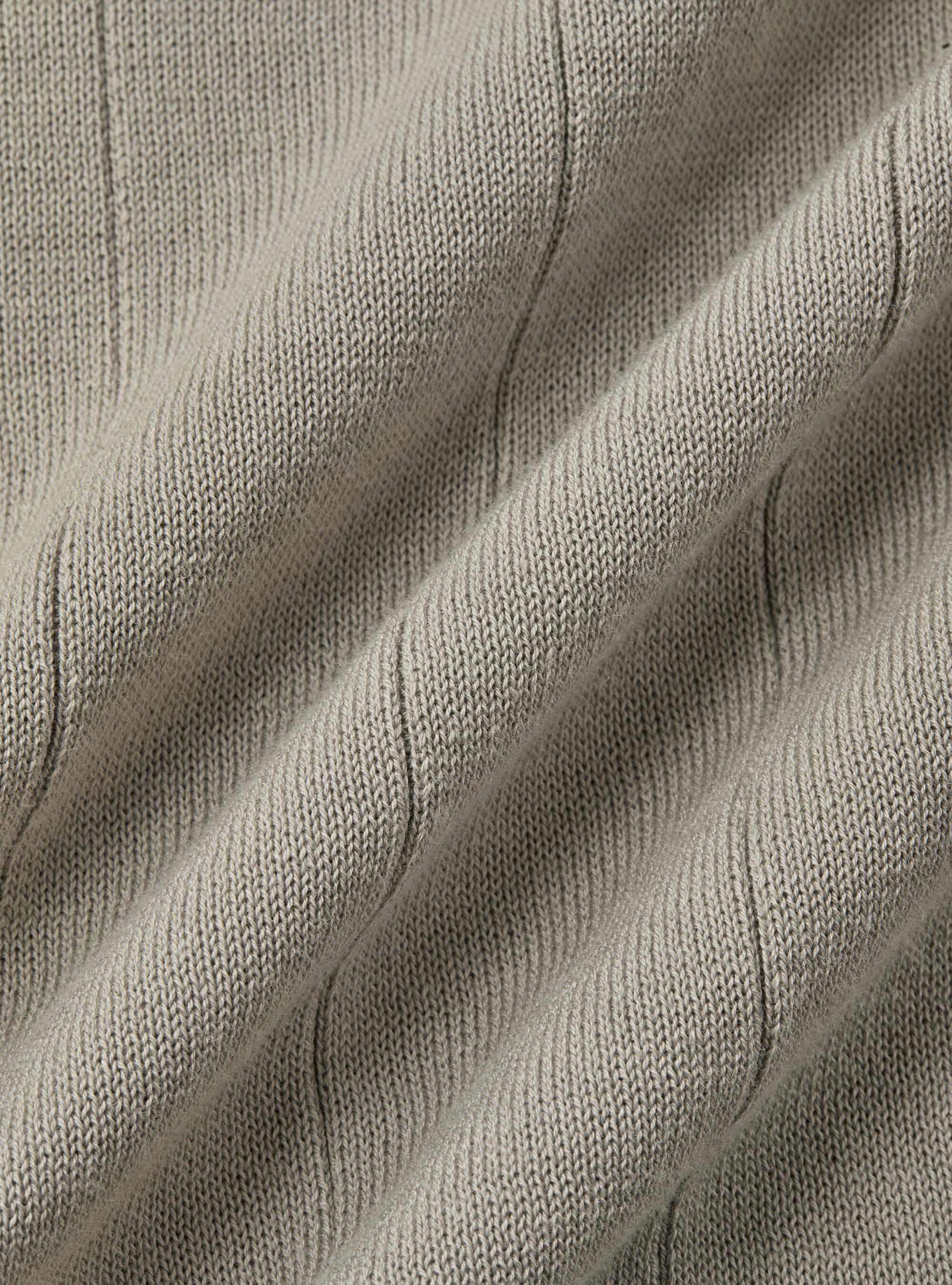 Long-sleeved knit polo shirt, SAND