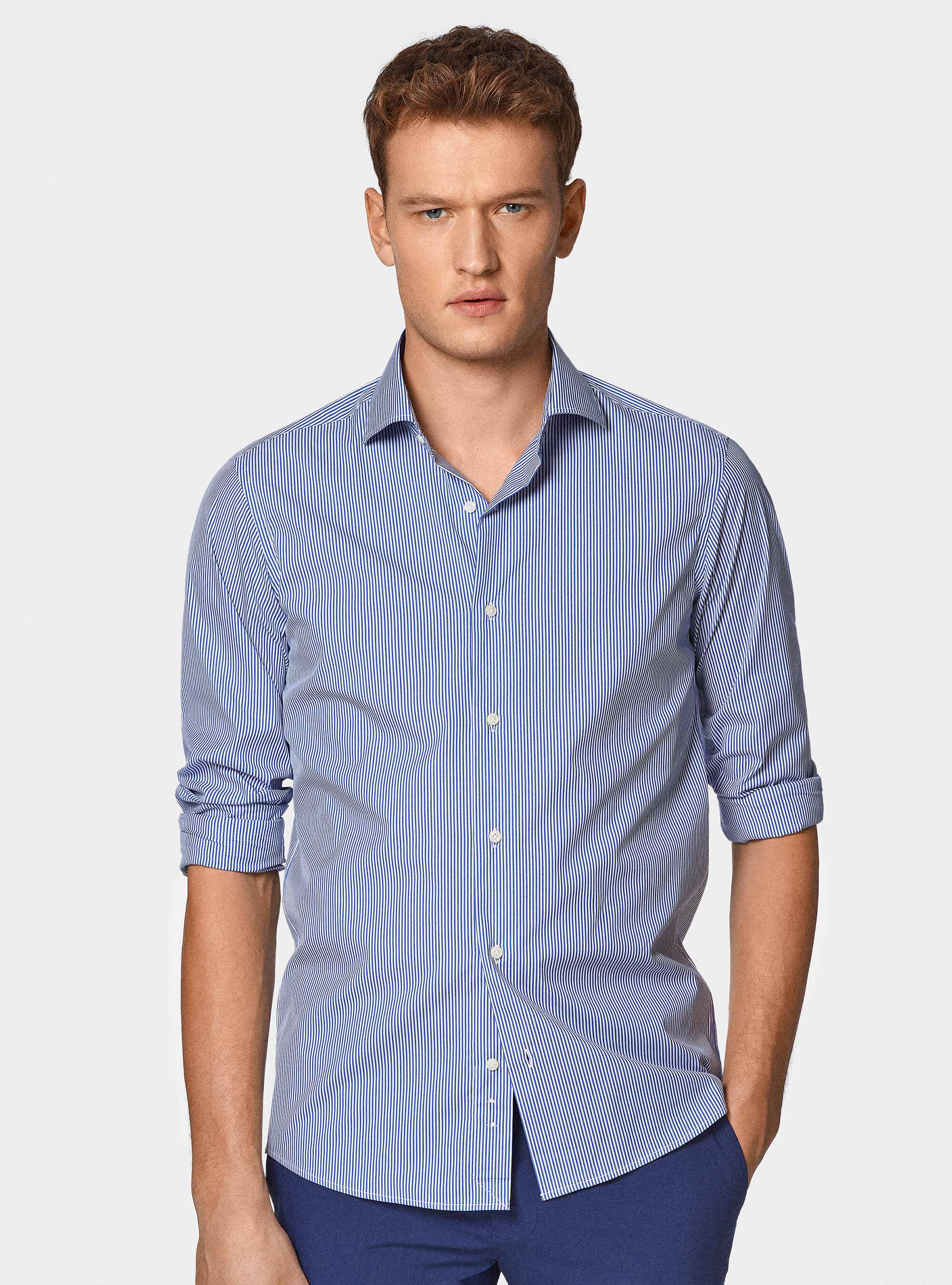 Stretch poplin striped shirt