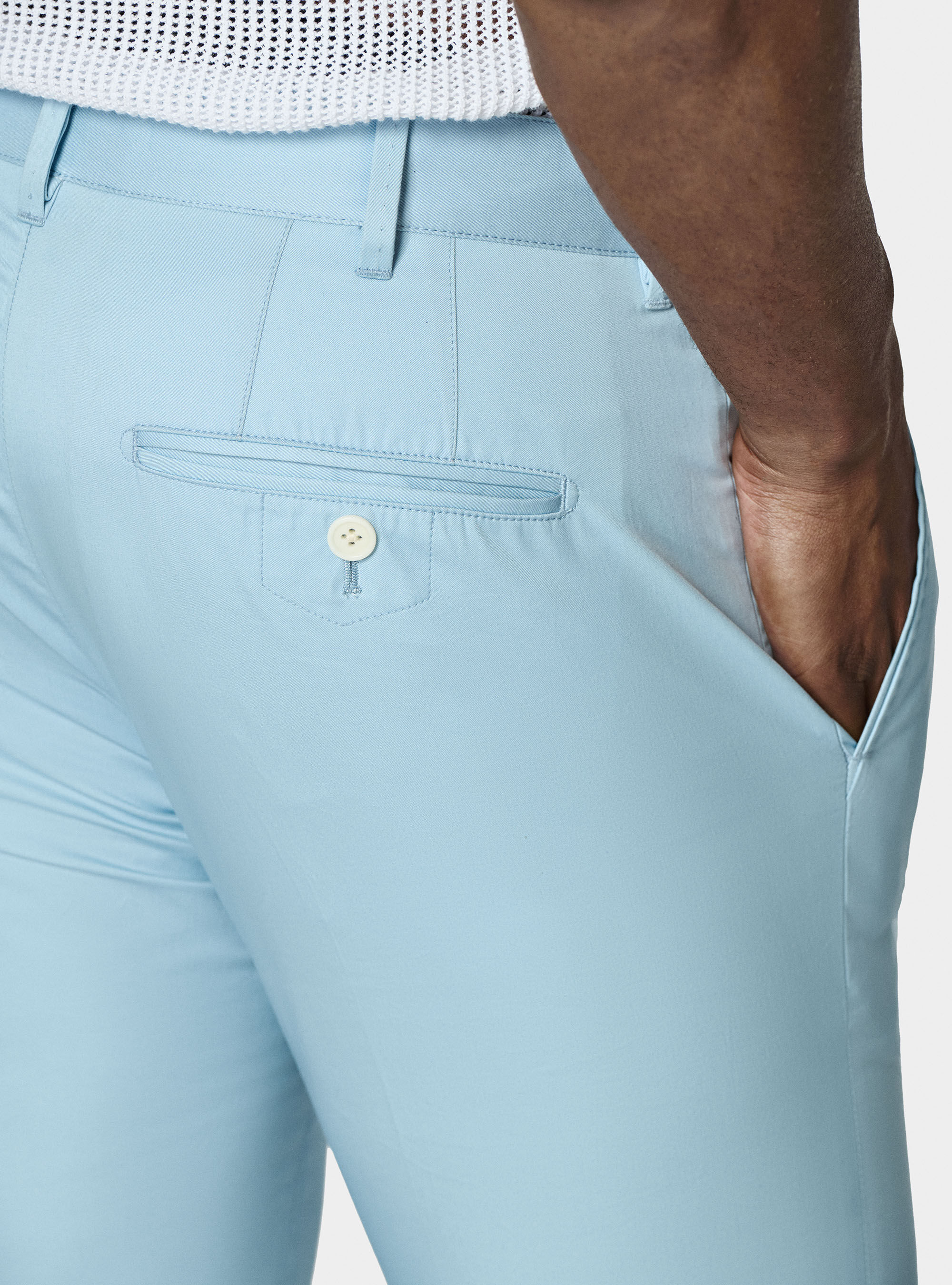 Pantaloni chino in twill leggero, AZZURRO