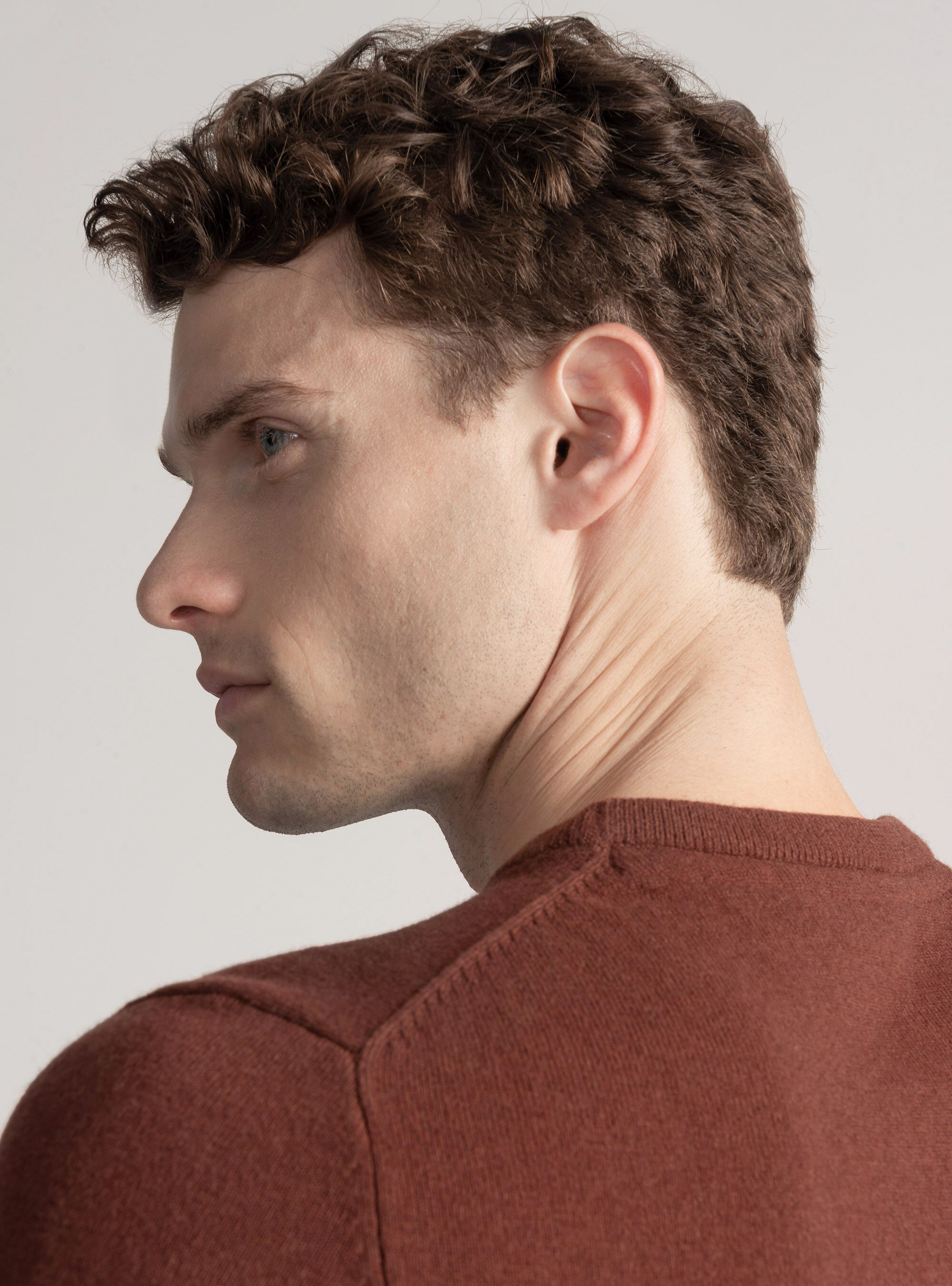 Maglia girocollo in lana lambswool e cashmere, 0396C MATTONE