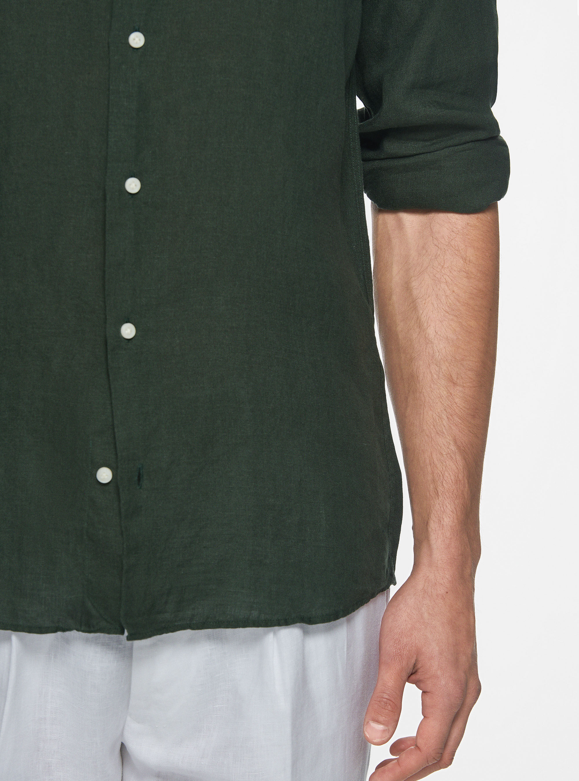 Camicia in puro lino, VERDE