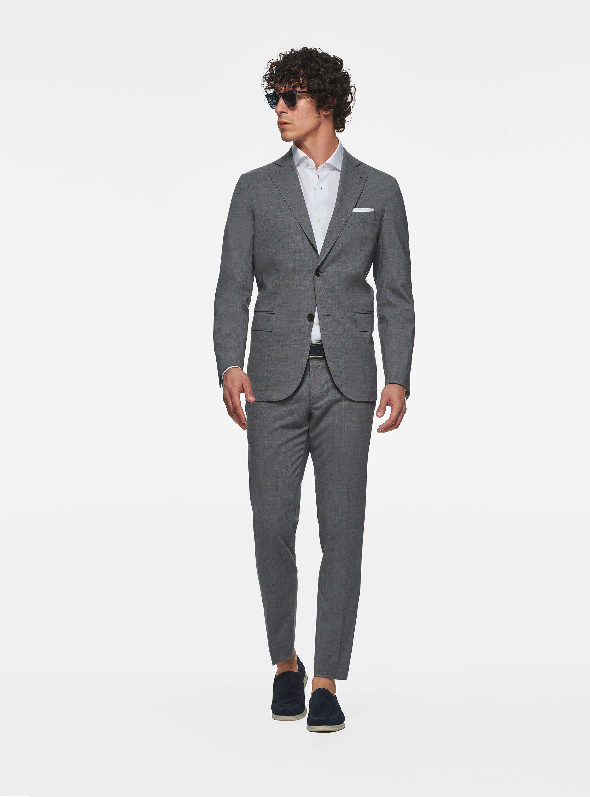 Blazer in pure superfine wool 120, LIGHT GREY MELANGE