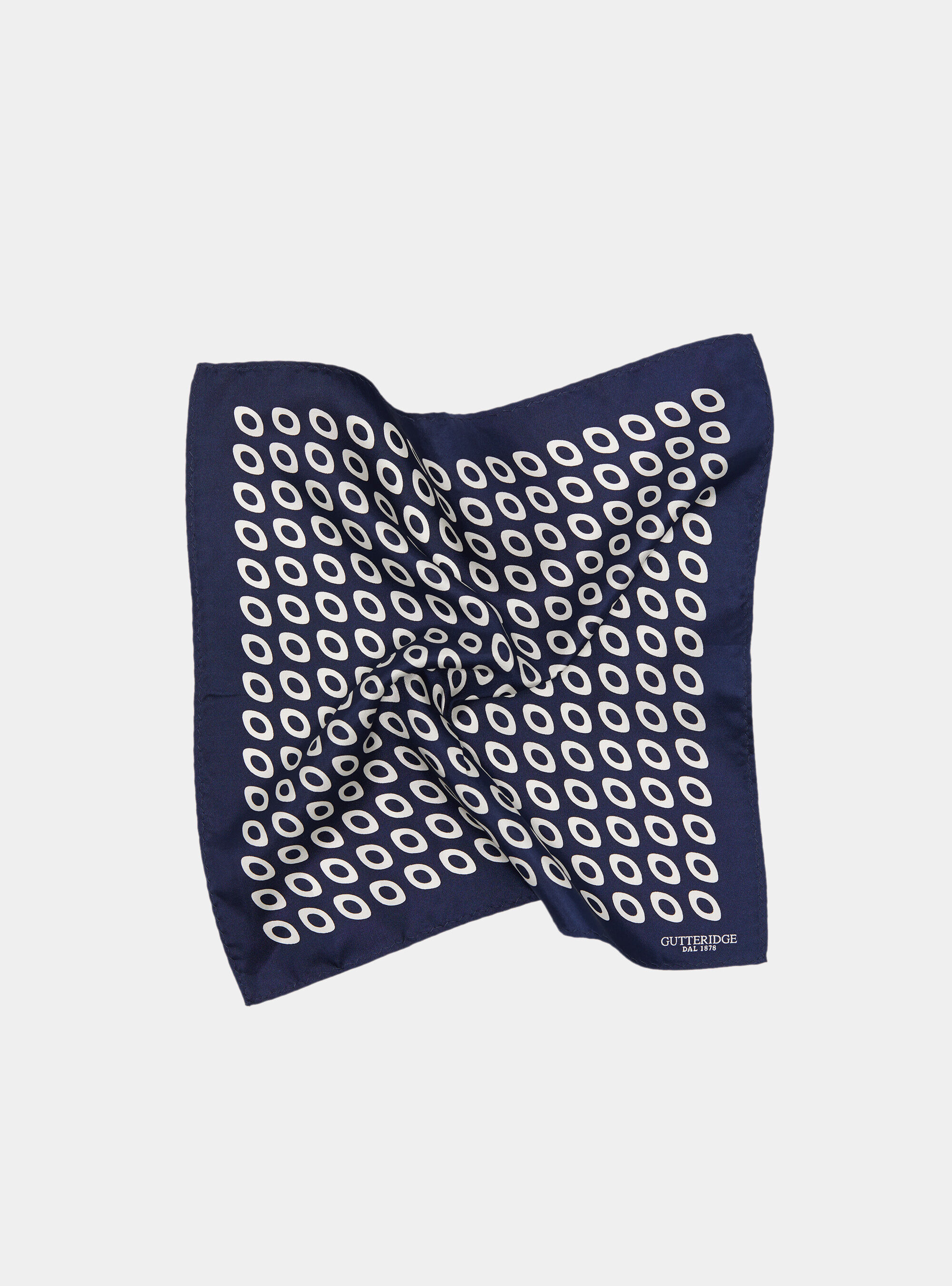 Printed silk optical pocket square, NAVY BLUE