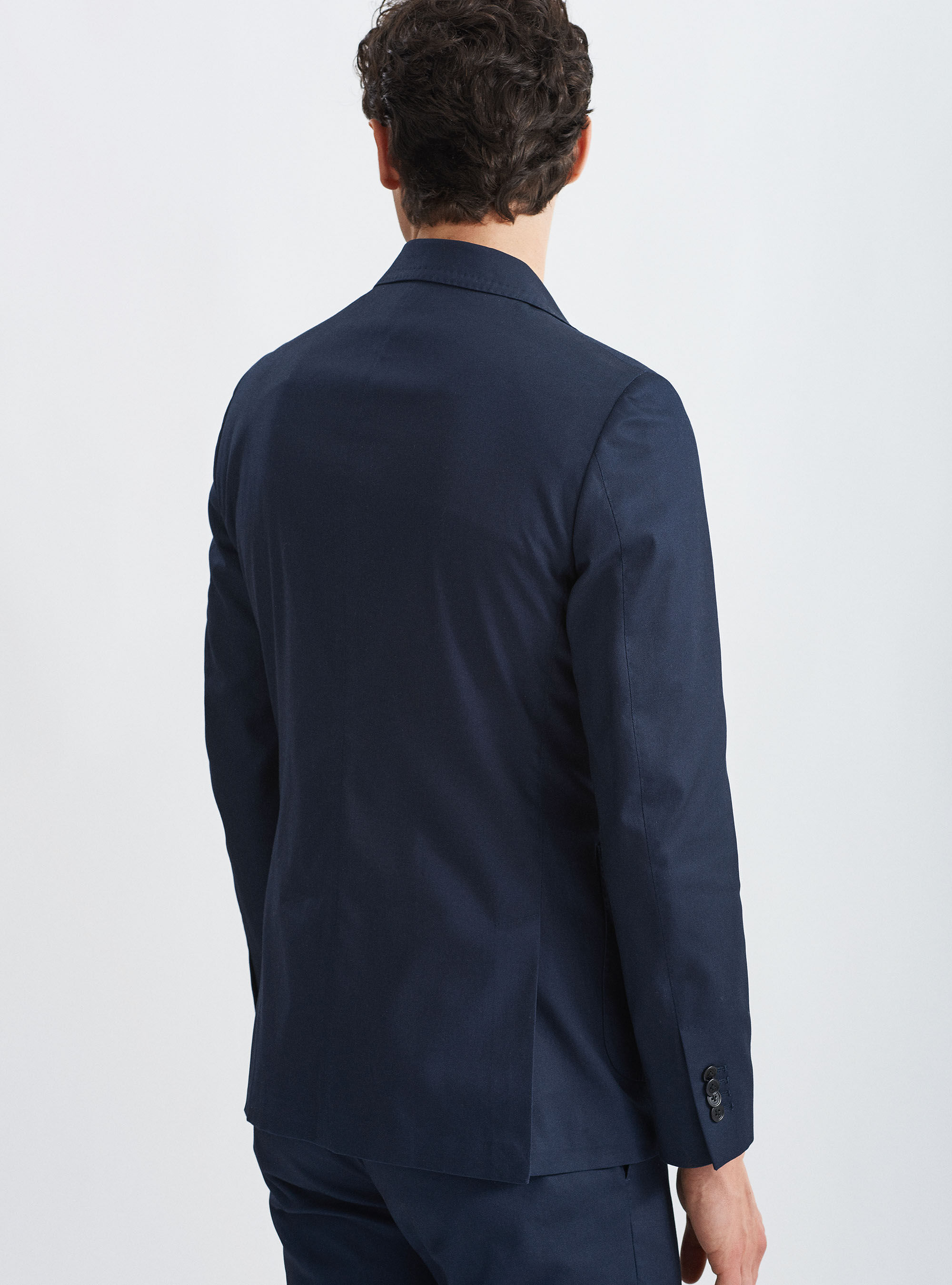 Armoured stretch cotton suit blazer, NAVY BLUE