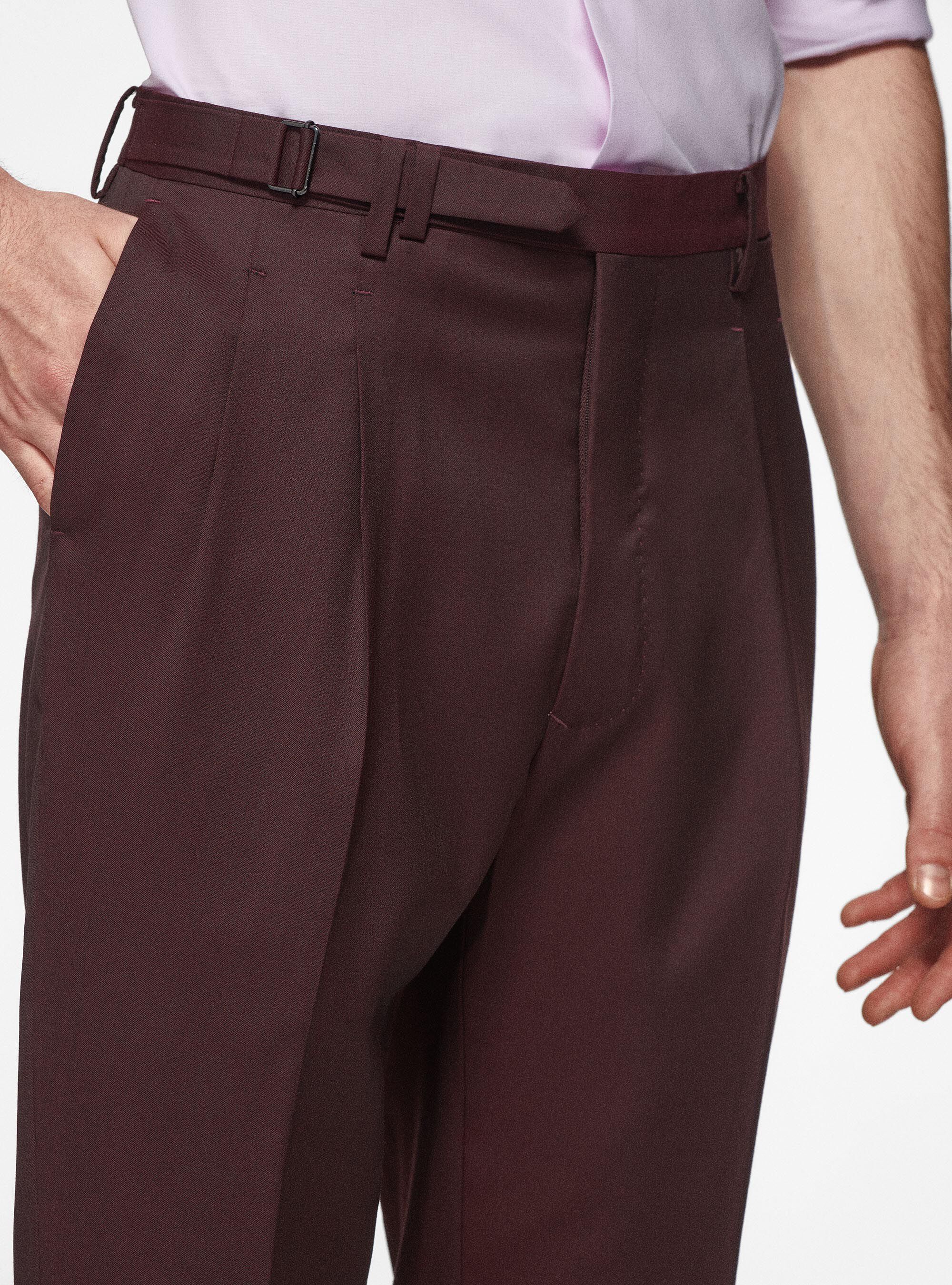 Reda pure wool double pleat trousers, BORDEAUX
