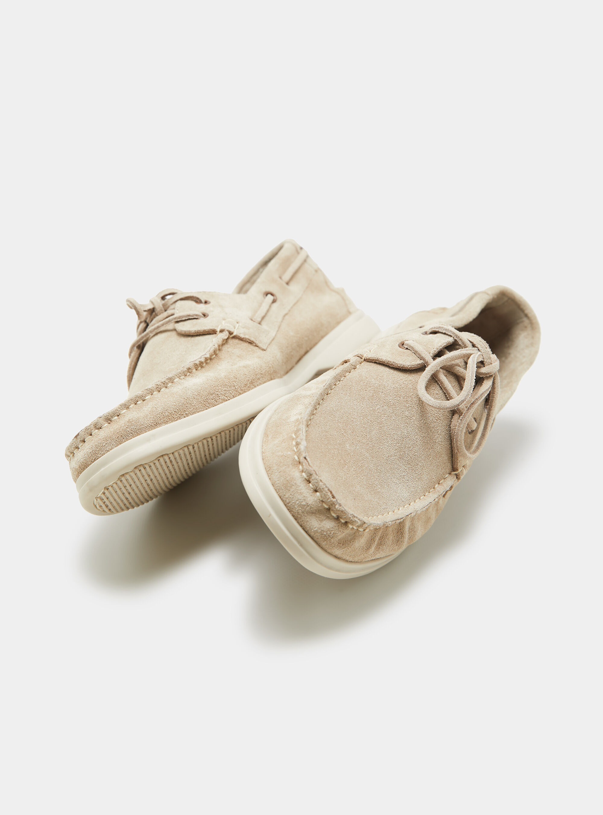 Suede lace-up loafers, ECRU