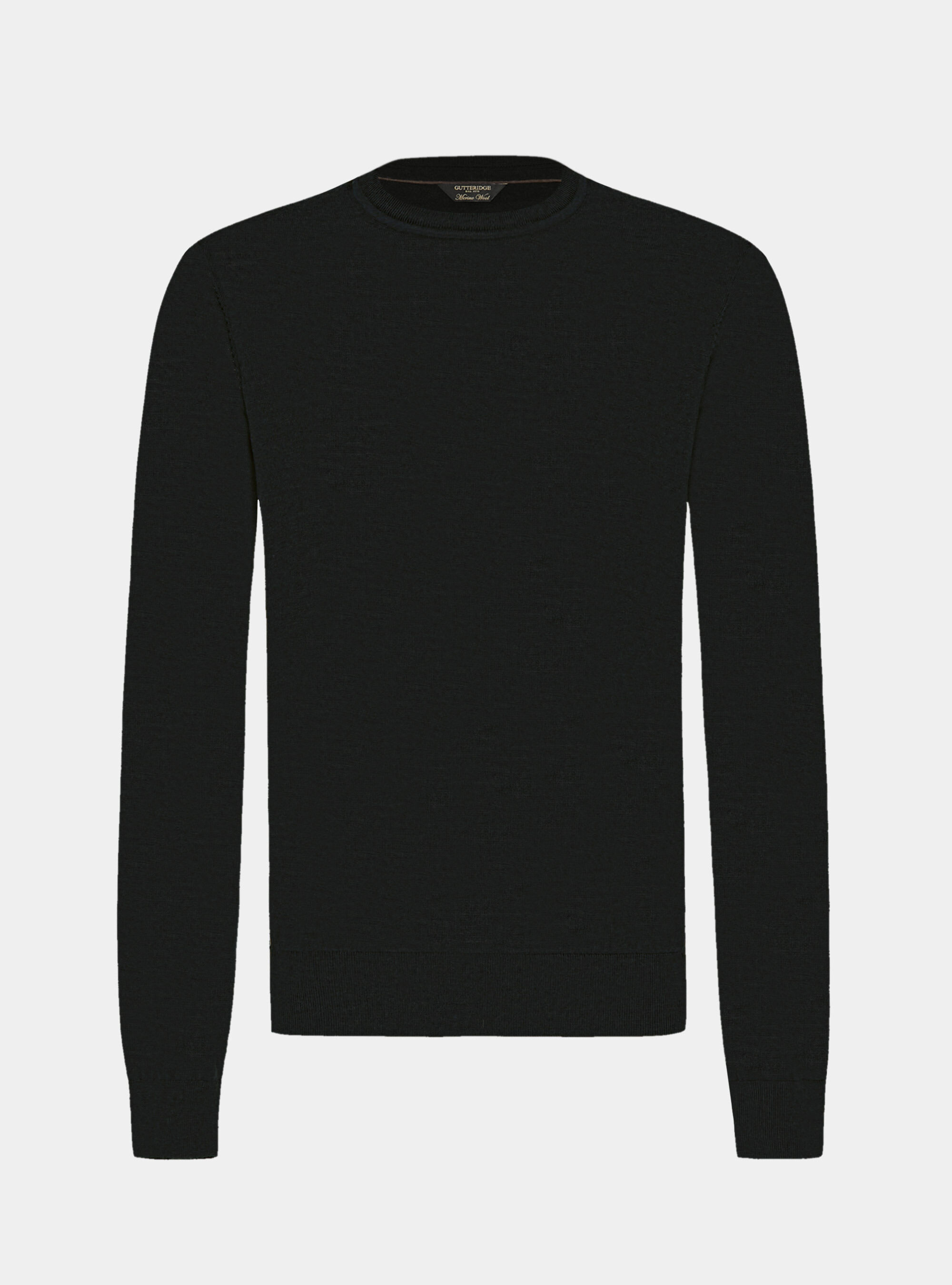 Crew-neck sweater in pure extra-fine merino wool, BLACK