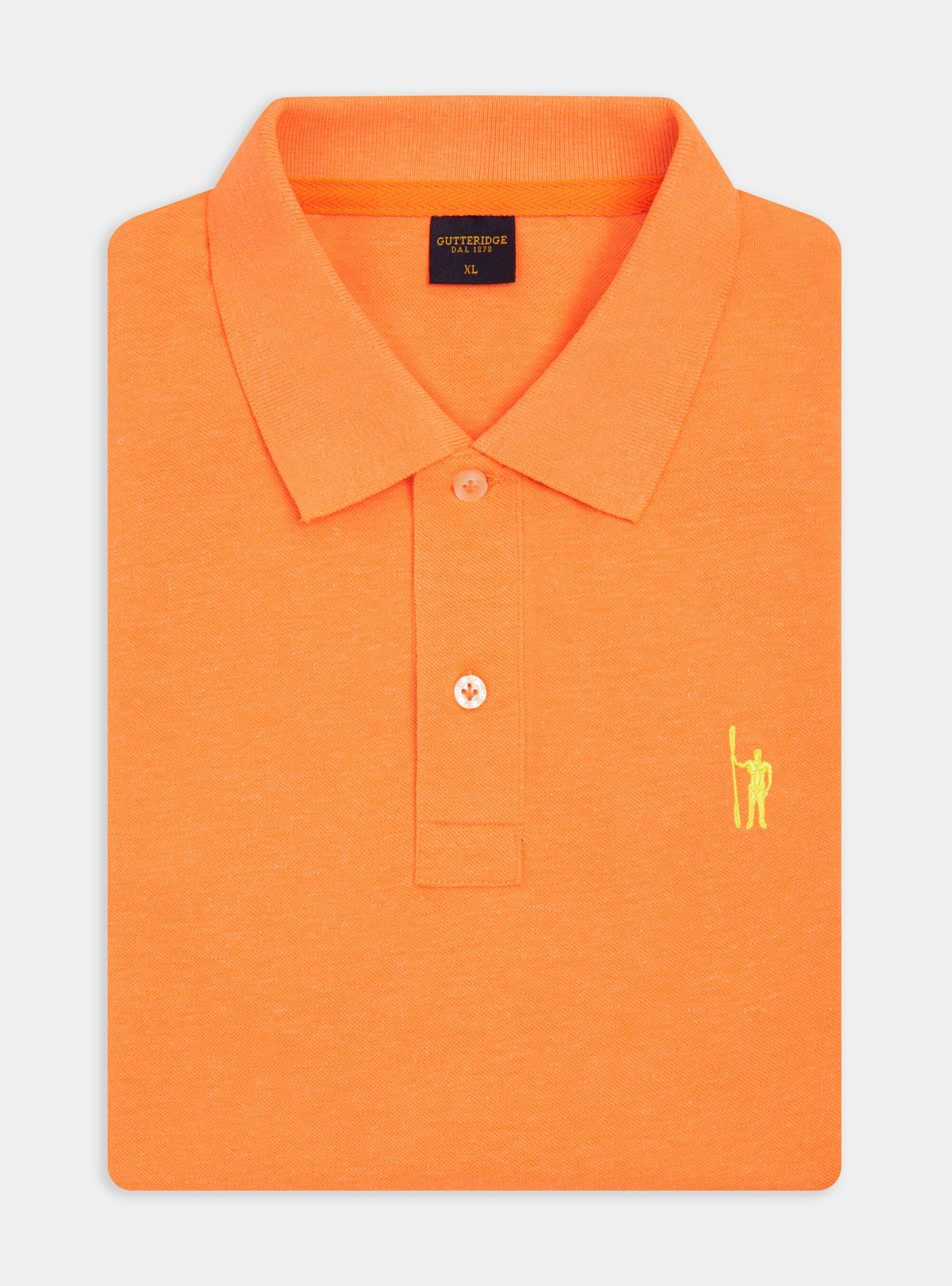 Polo fluorescente in piquet con ricamo, ARANCIO FLUO 0389C