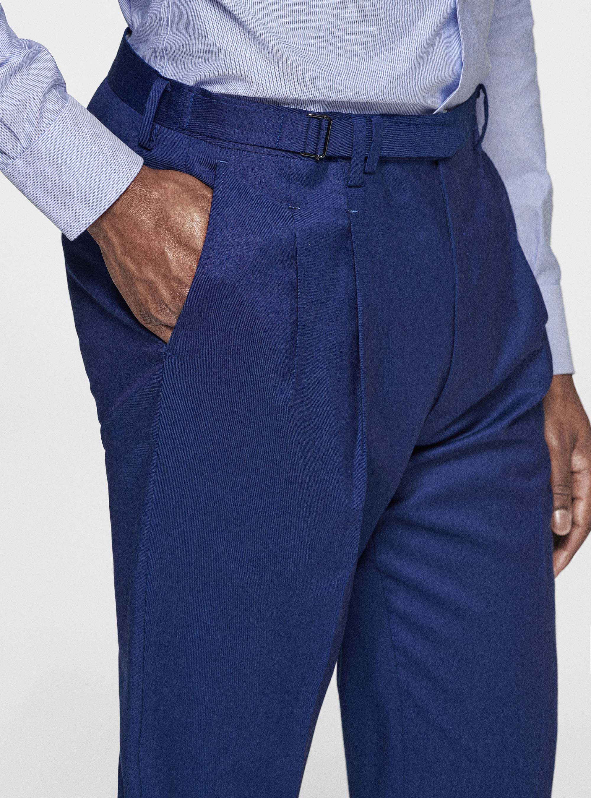 Reda pure wool double pleat trousers, BASALT