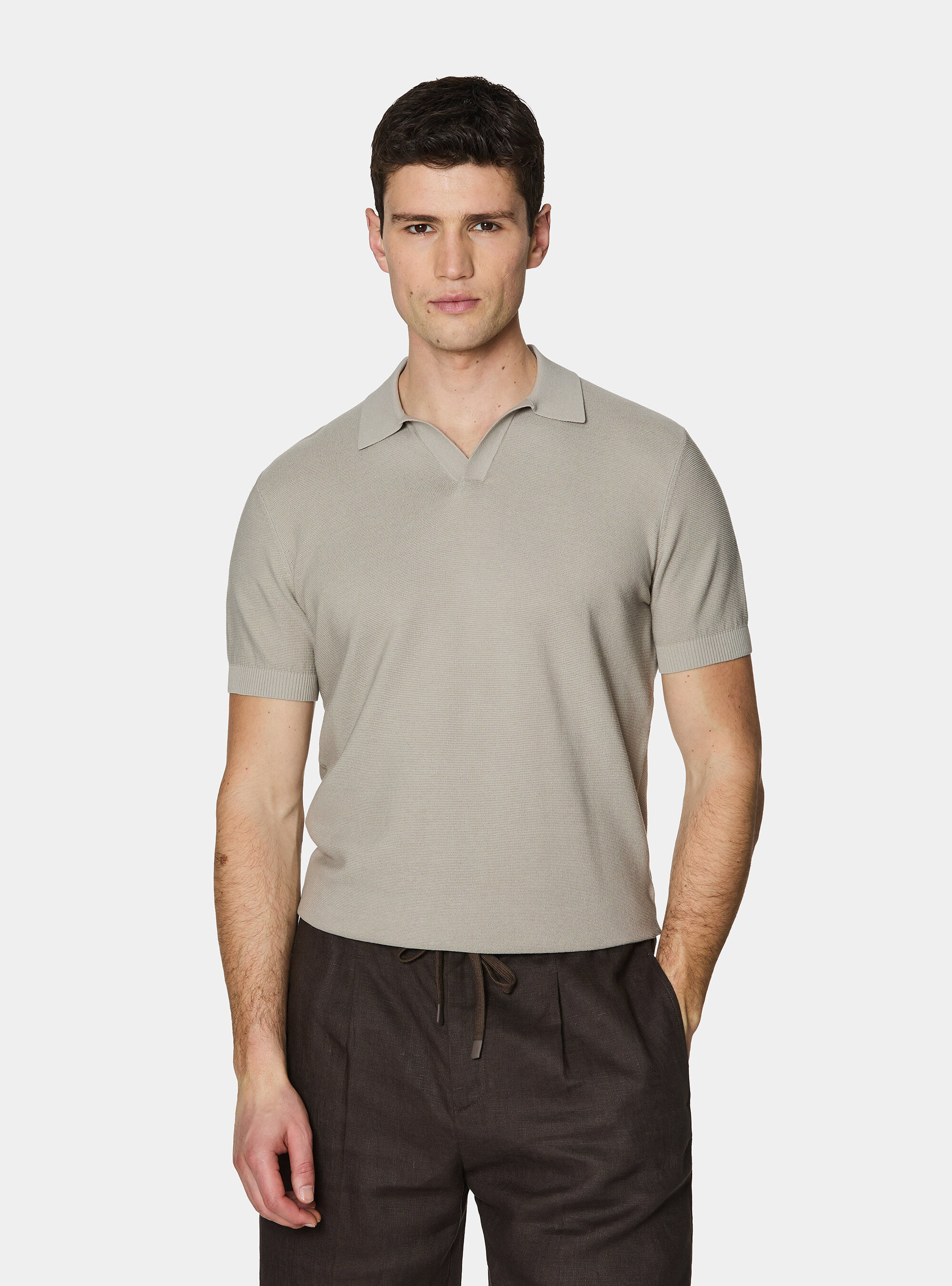 Knitted links polo shirt in extra-fine cotton