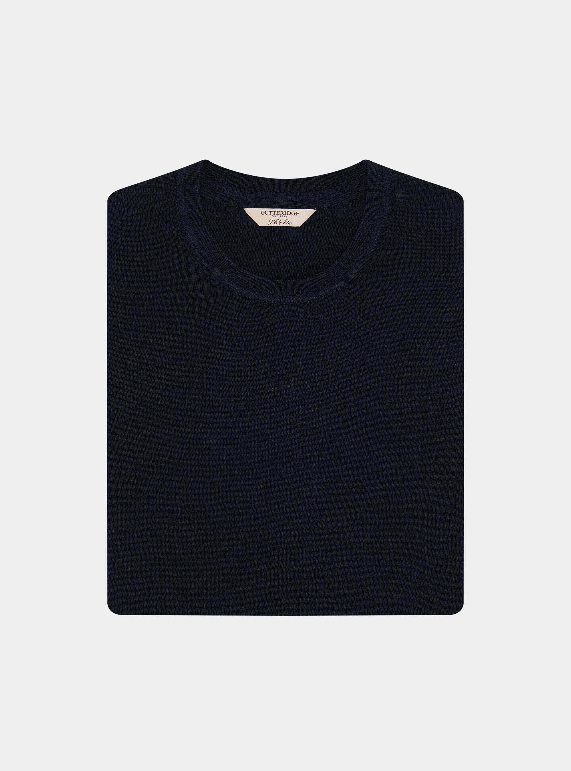 Rundhals-Pullover aus Baumwolle und Seide, NAVY 0218C