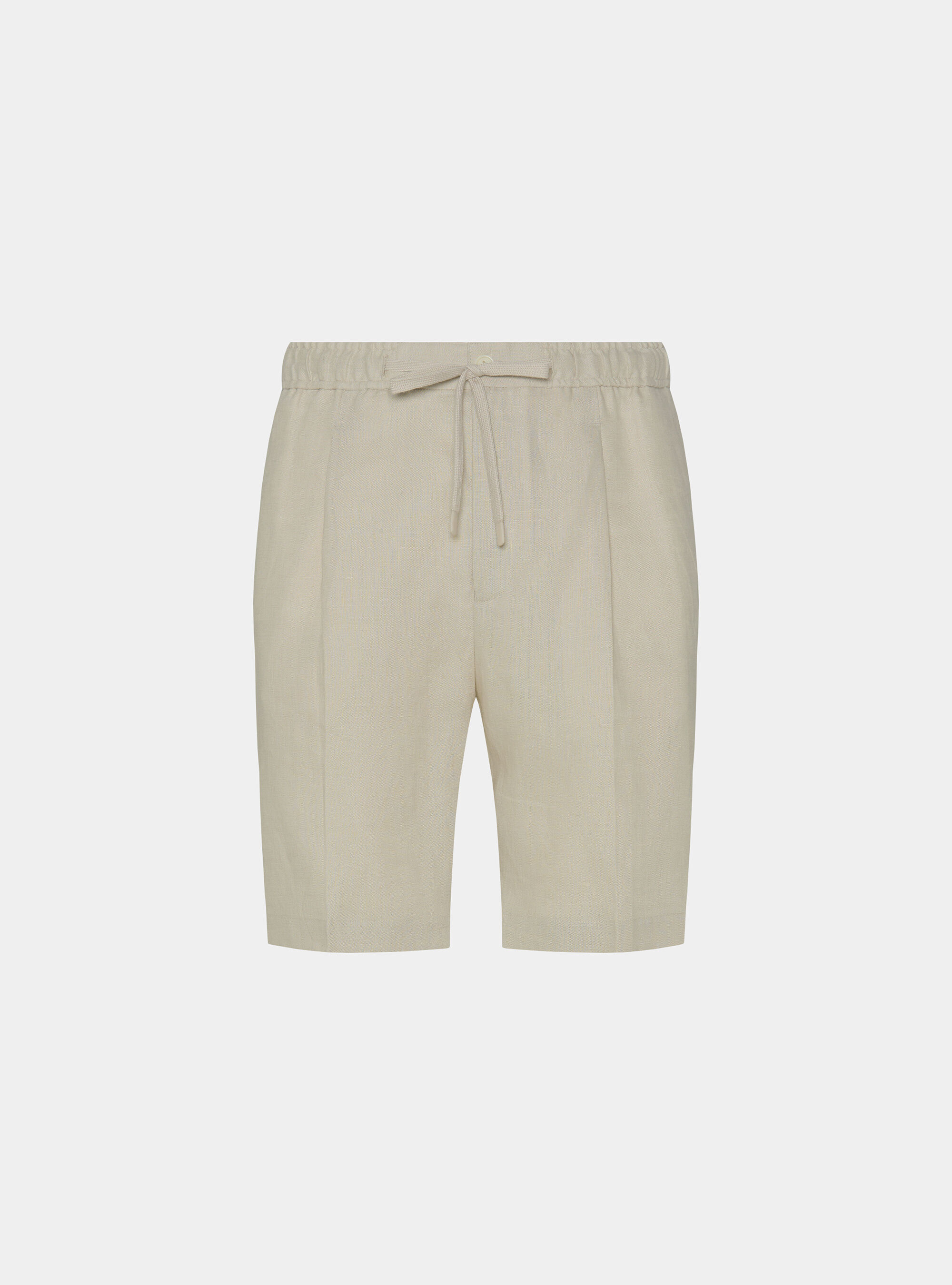 Linen Bermuda shorts with drawstring, ECRU