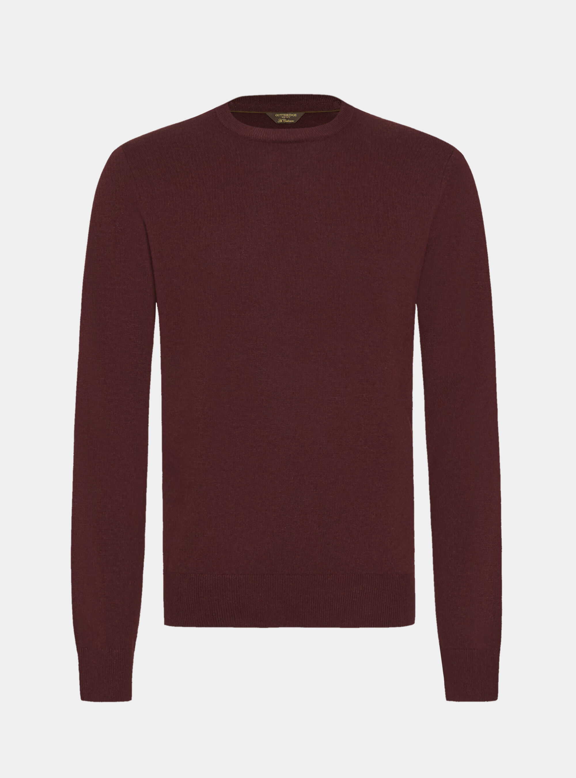 Maglia girocollo in lana lambswool e cashmere, BORDEAUX