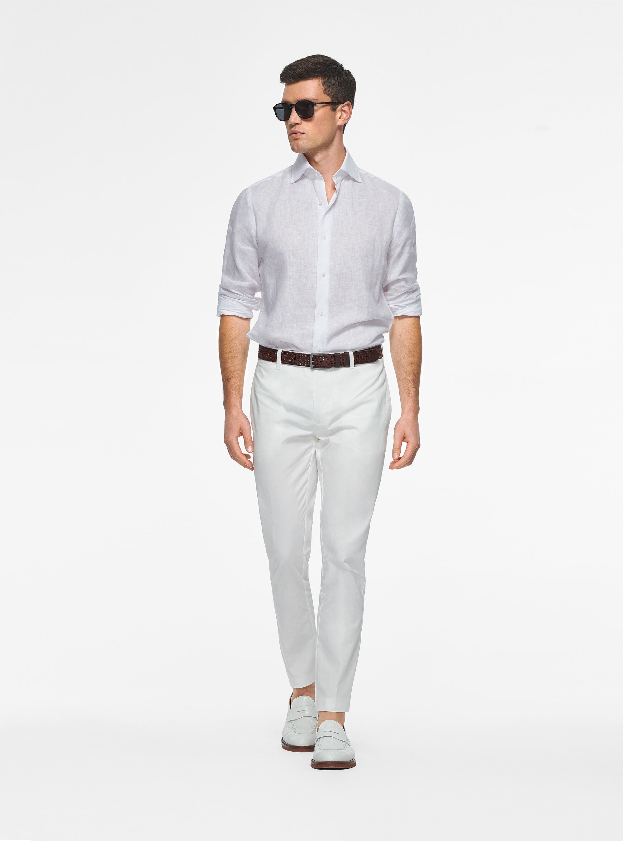 Italian collar shirt in pure linen