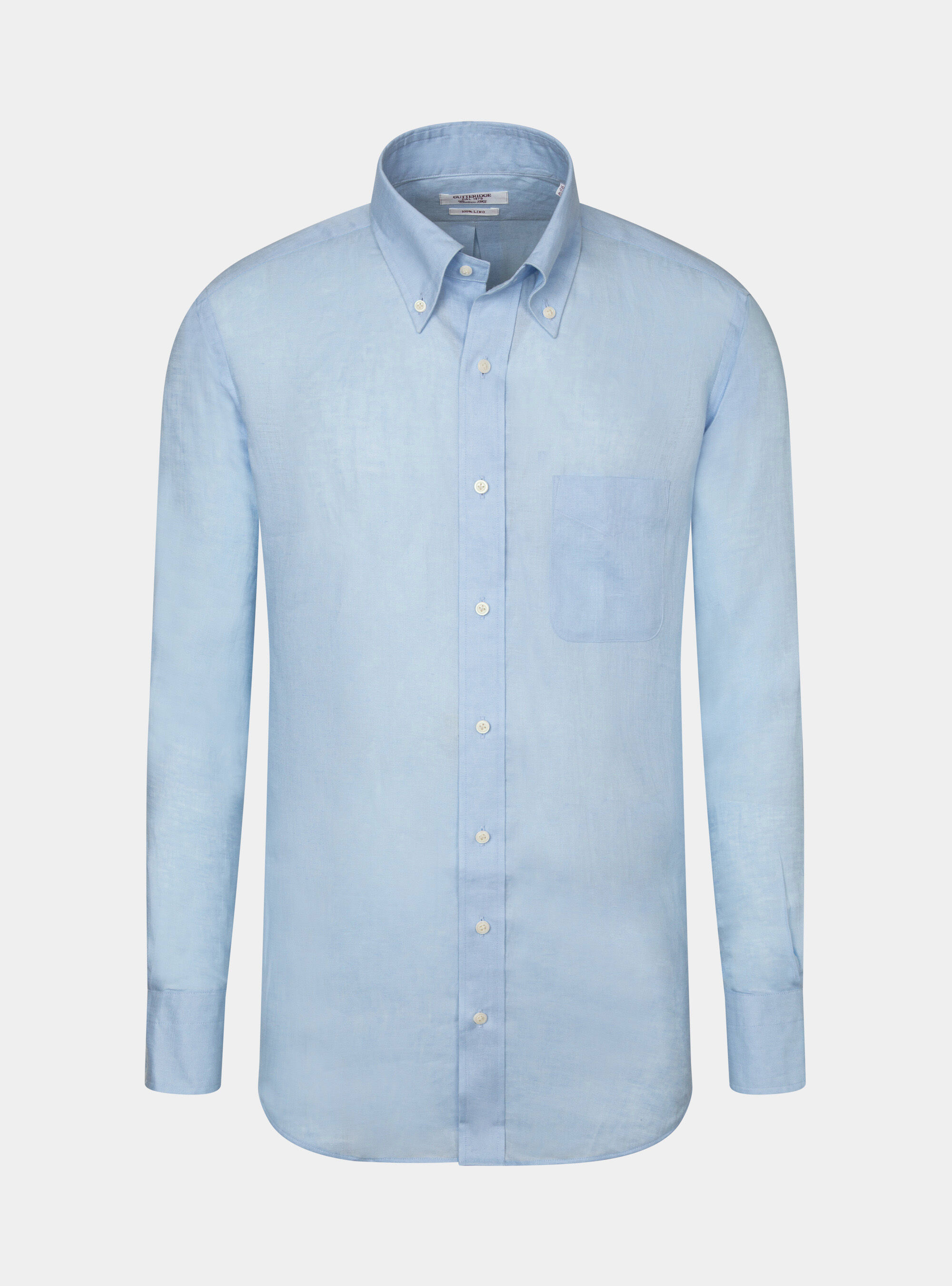 Classic fit comfortable shirt in pure linen with button-down collar, LIGHT BLUE