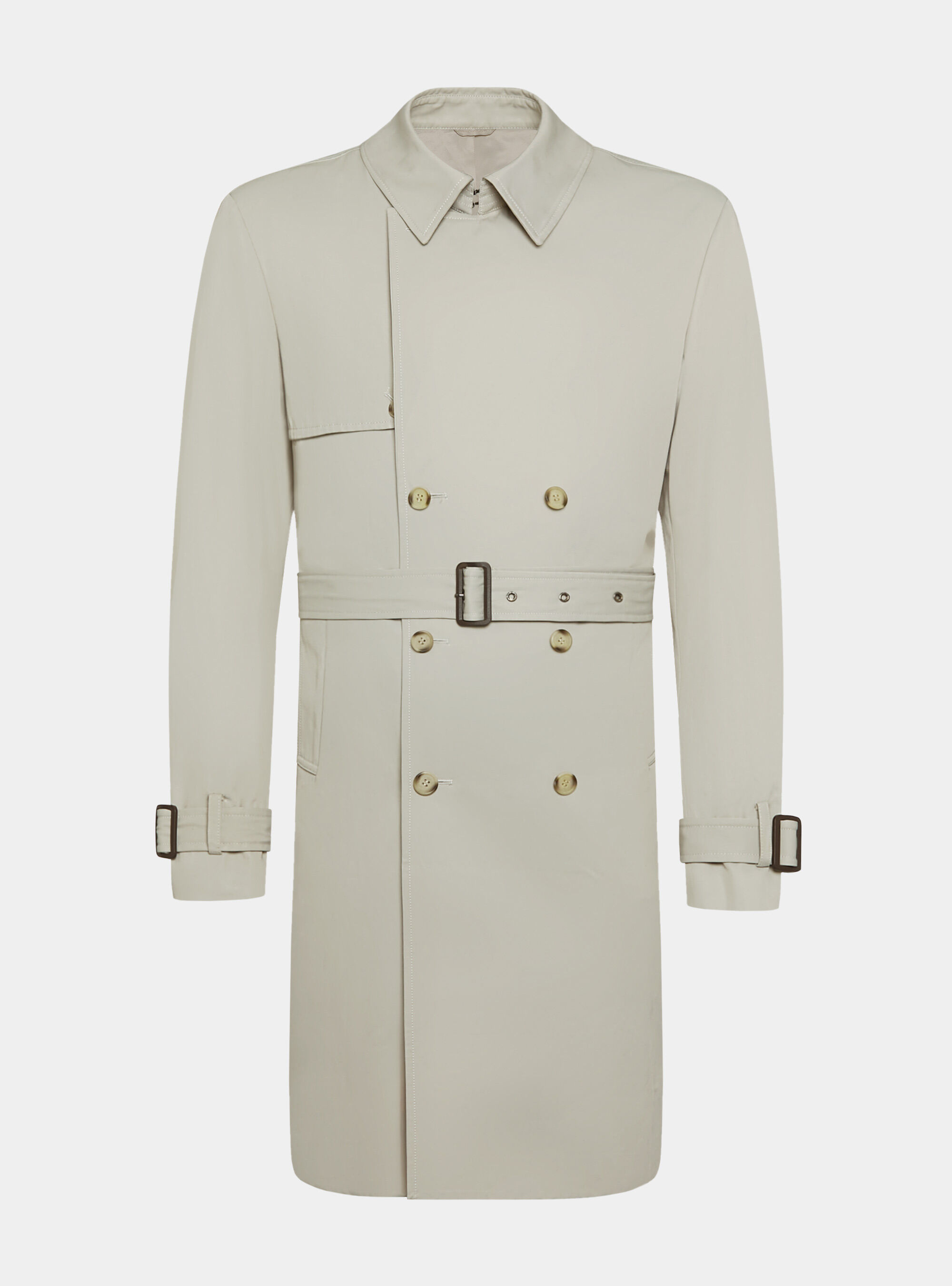 Cotton twill trench coat, ECRU