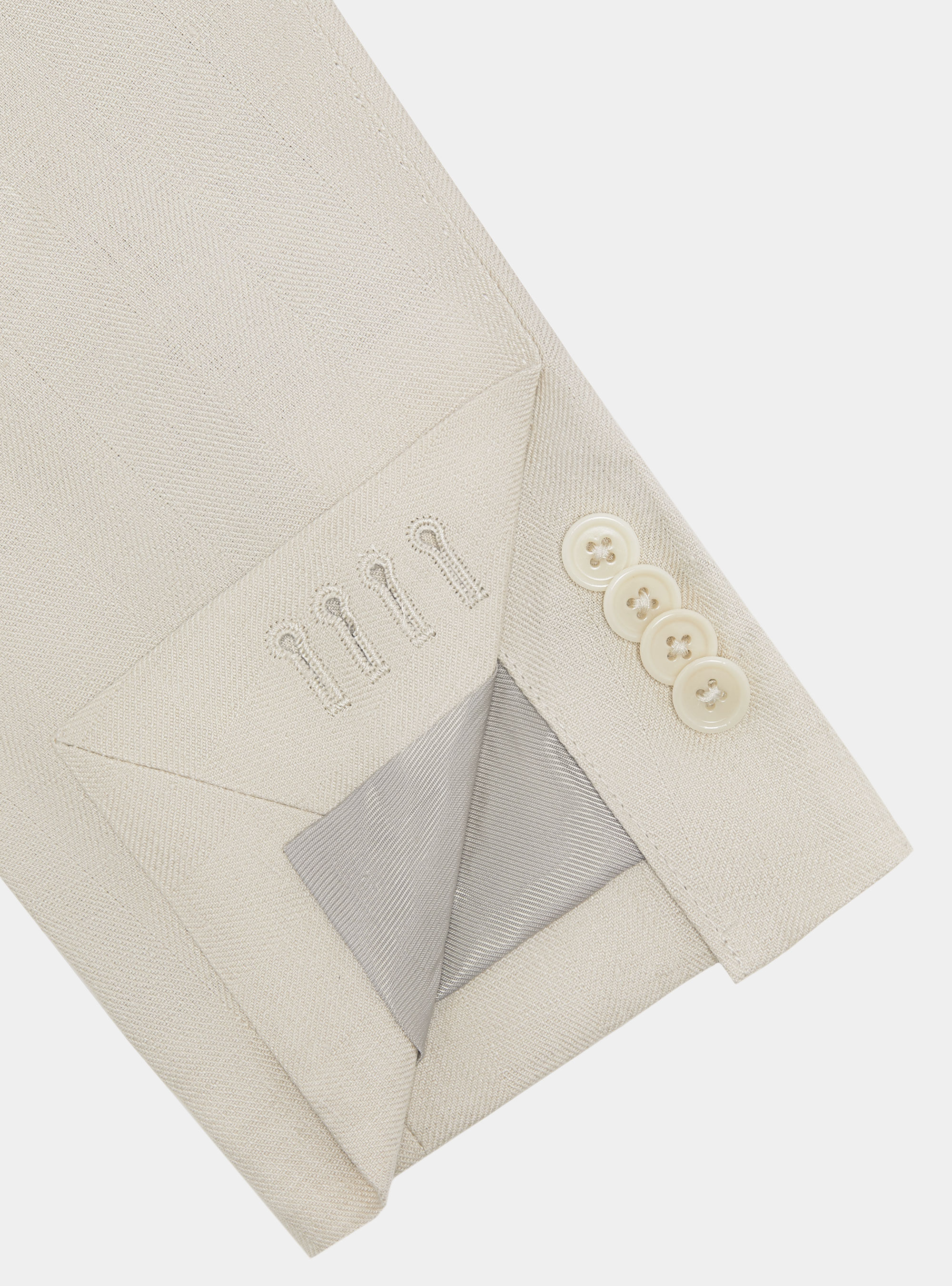 Korean blazer in pure herringbone linen, ECRU
