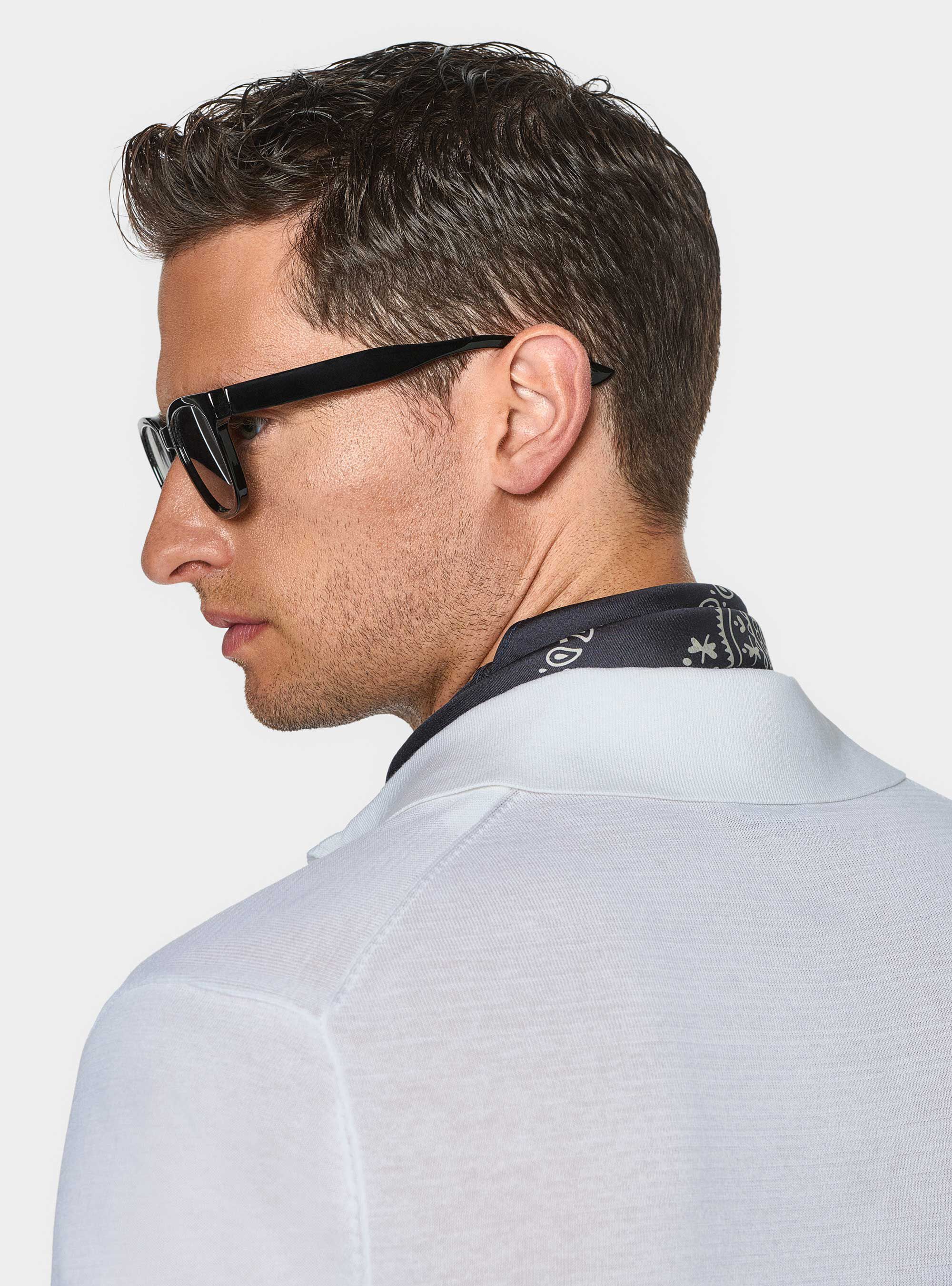 Polo en tricot de coton et de soie, BLANC