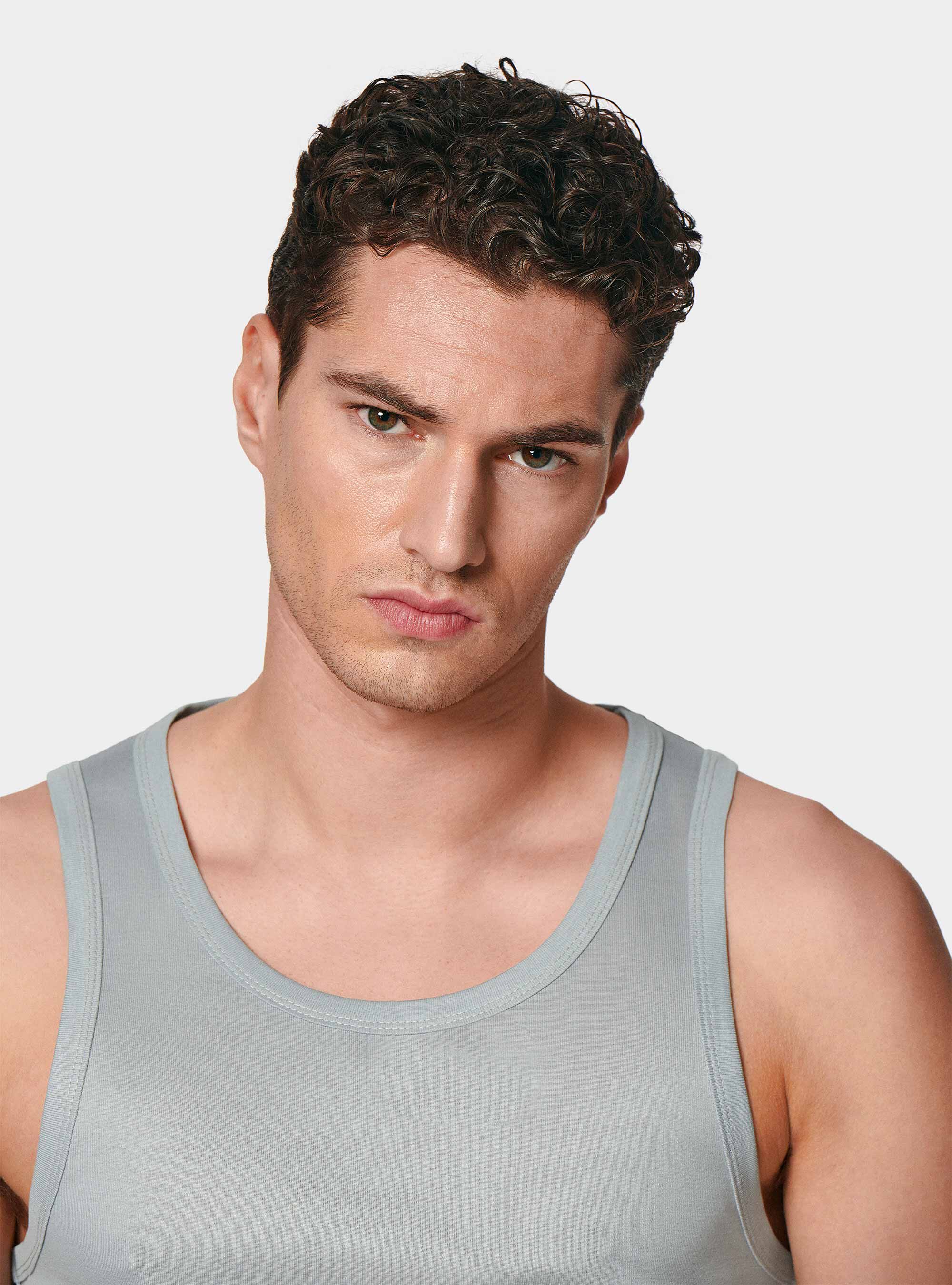 Tanktop aus Baumwollgarn, GRIGIO 0120C
