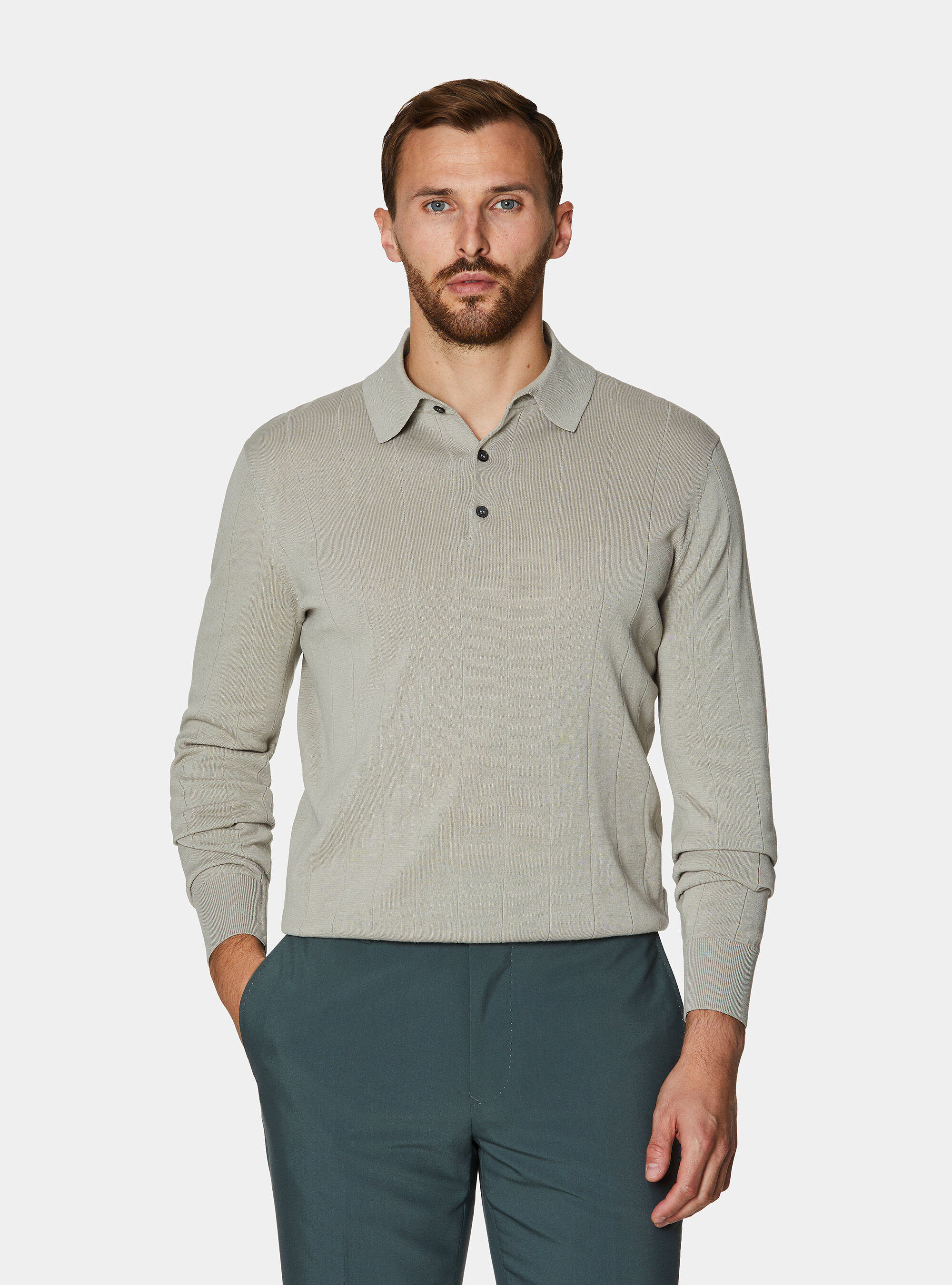 Polo &agrave; manches longues en tricot
