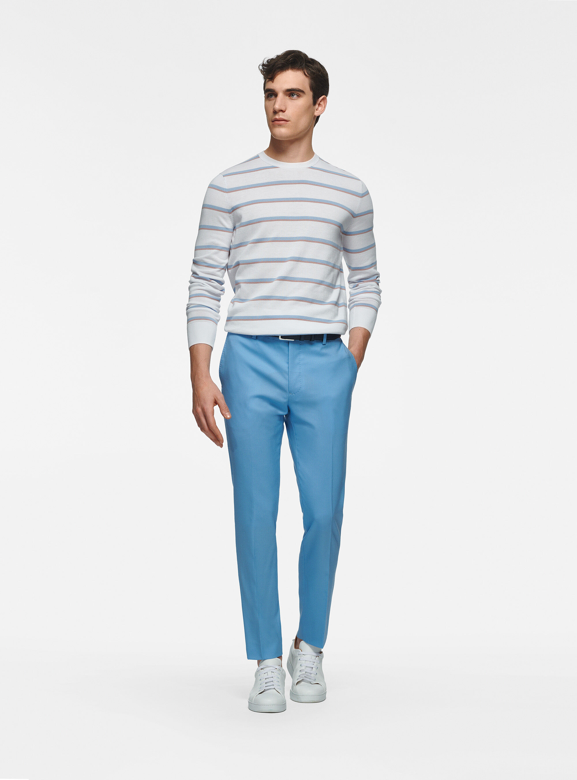 Pantalon en pure laine Vitale Barberis Canonico, BLEU CIEL